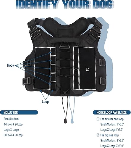 Miniatura 2 de PETNANNY Chaleco táctico para perros, arnés de apoyo emocional sin tirones con parches de gancho y bucle y sistema Molle para entrenamiento y caza