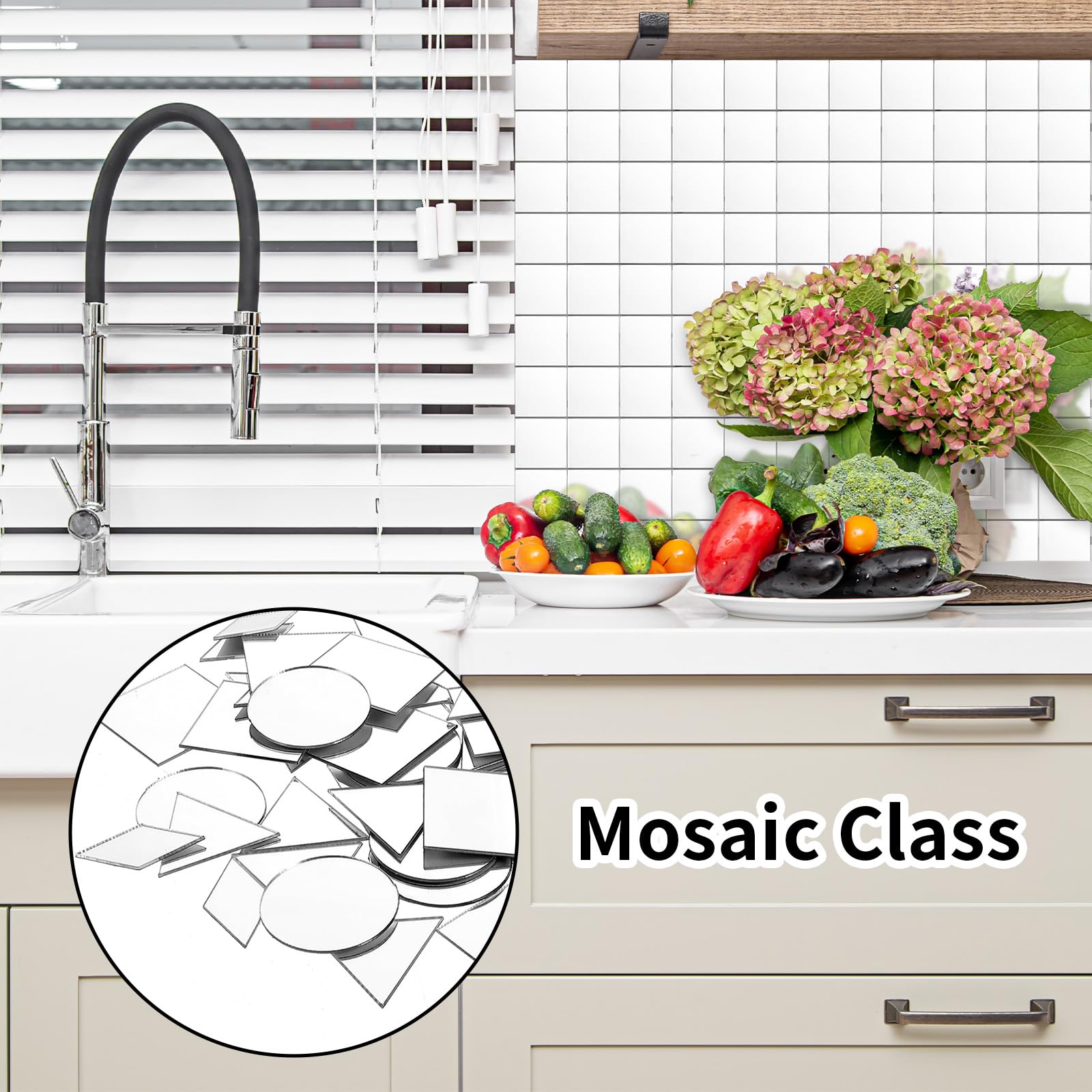 120 Pcs Small Mirrors for Crafts 1“ Mirror Mosaic Tiles Round Triangle Diamond Square Decorative Craft Mirrors, DIY Tiles Mirror Pieces for Crafts Art Wall Home Jewelry Frame