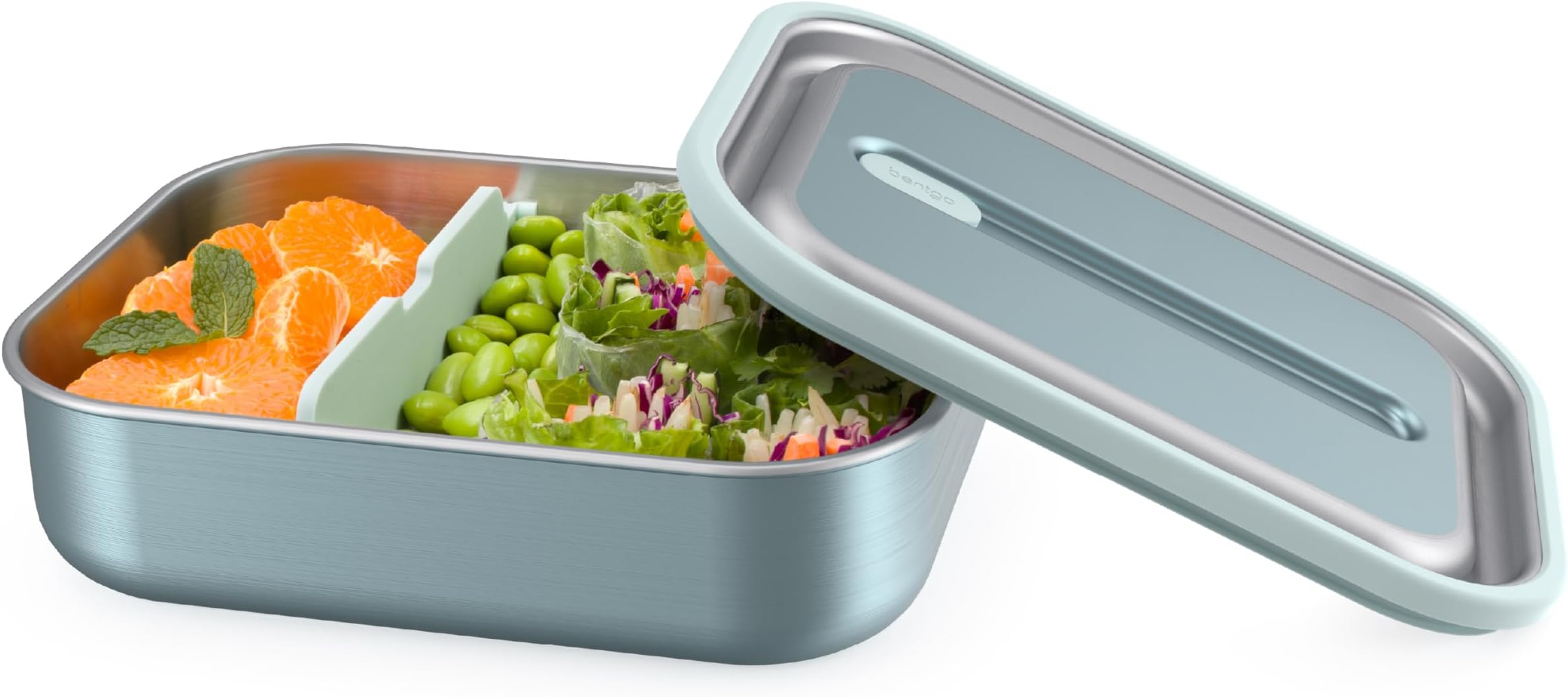 Bentgo MicroSteel Leak-Proof Lunch Box - Microwave-Safe, Oven-Safe, Bento-Style Container with Removable Divider, Airtight Lid, Sustainable Design, Odor & Stain Resistant (Aqua)