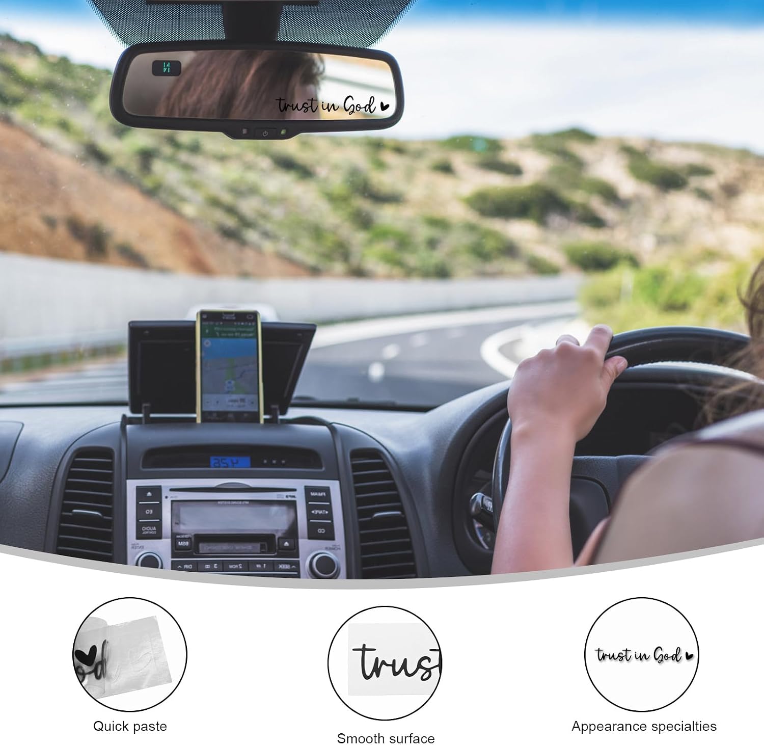 DXNQ 4PCS Trust in God Rearview Mirror Decals, Automotive Vinyl Rear View Mirror Decorative Stickers, Waterproof Trust in God Stickers for Car Truck Laptop, Car Accessories (Black) image 3