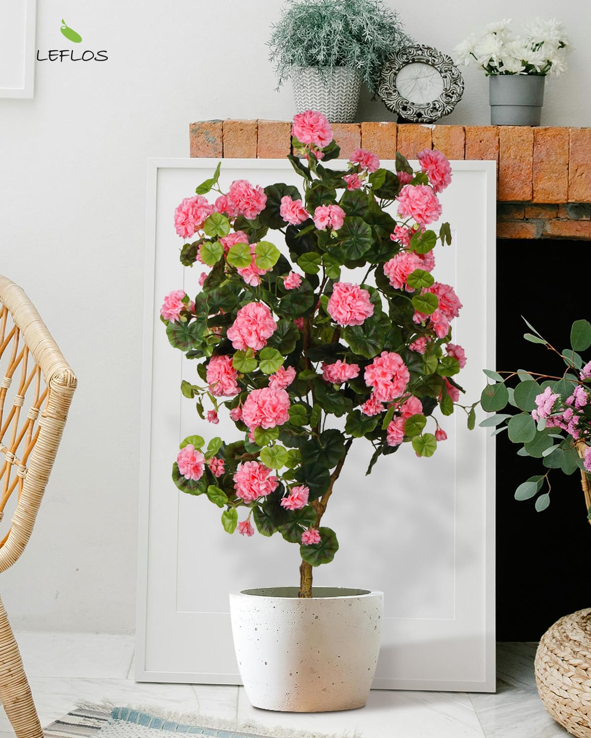 Amazon.com: Leflos 4.25ft Artificial Begonia Flower Tree Pink