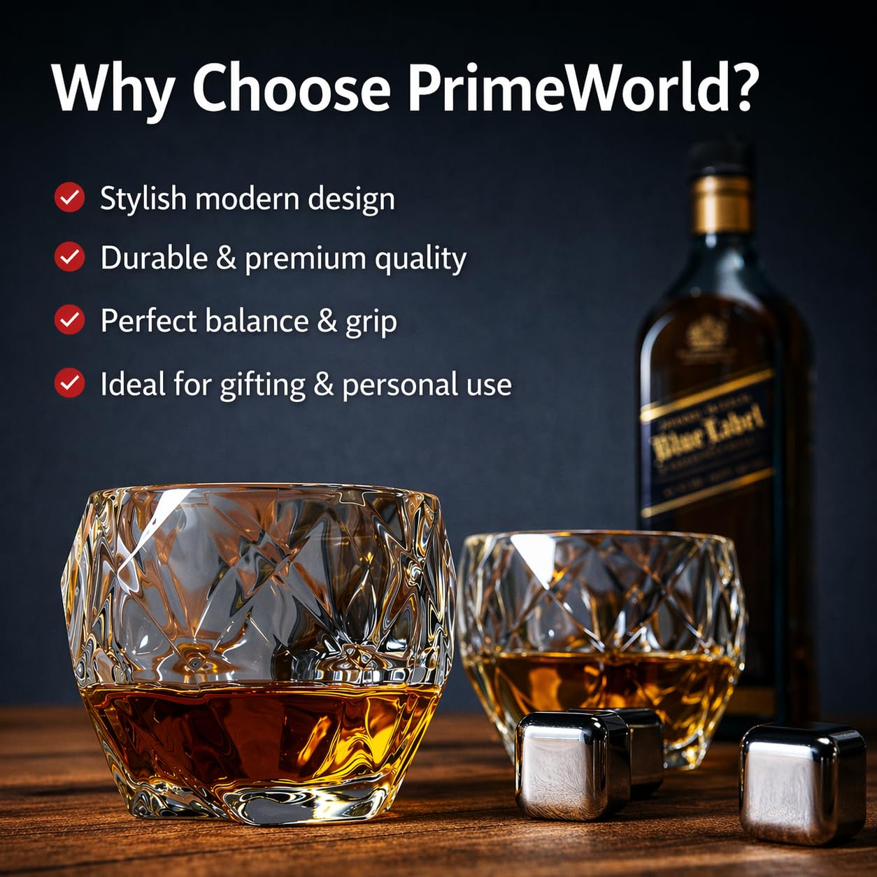 Crystal Whiskey Glasses Set - 6 Premium Tumblers -5