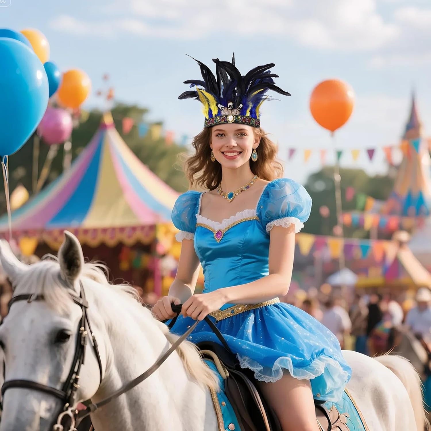 Peacock Feather Fascinator Decorative Feather Headpiece Crown Headdress Costume Headband for Party - Image 6