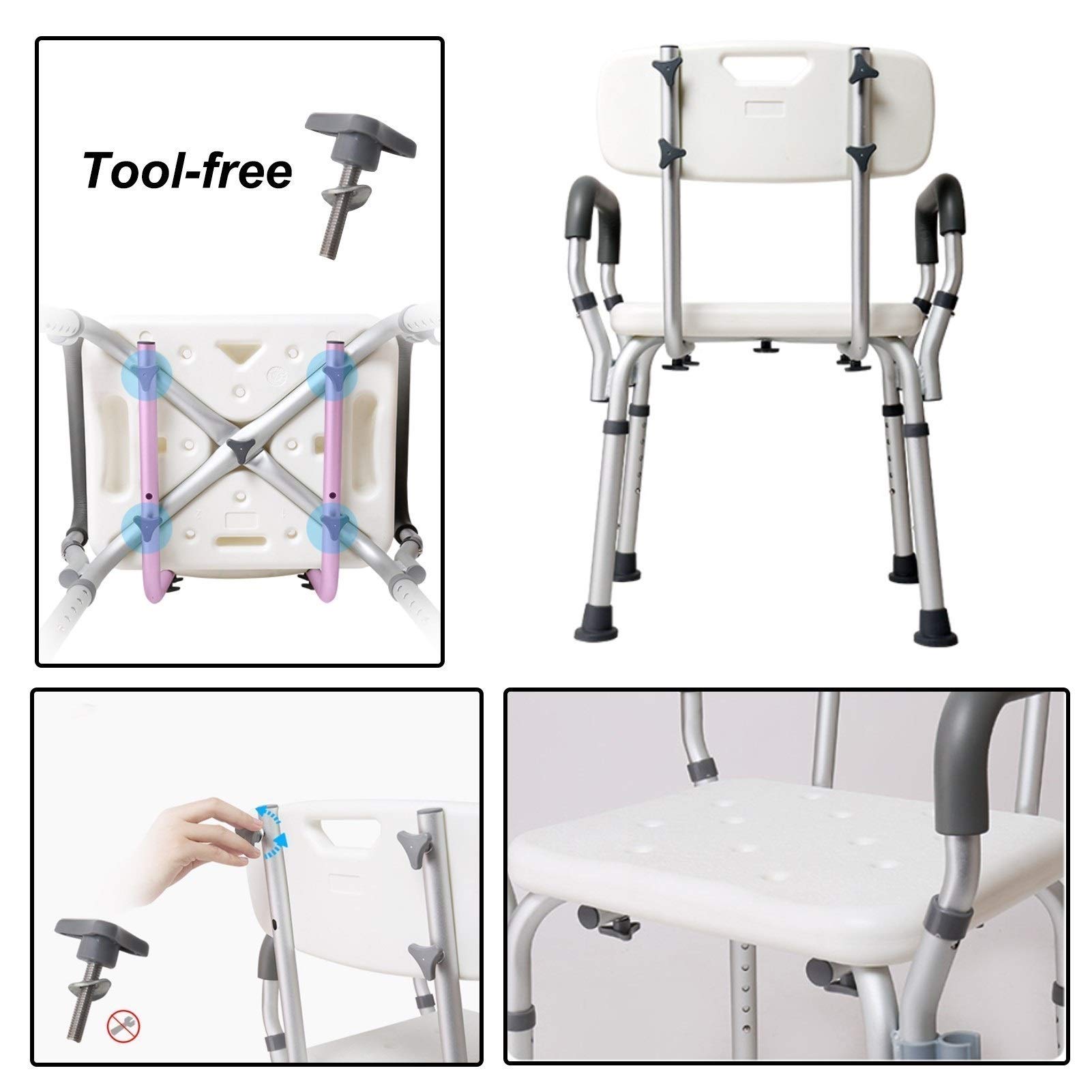 Silla de Ducha for bañera, Ducha Compacto Asiento Banco Stool Ligero Bañera con Asiento Antideslizante Assist, Silla de Ducha Ajustable médica for Ancianos, 150KG Capacidad