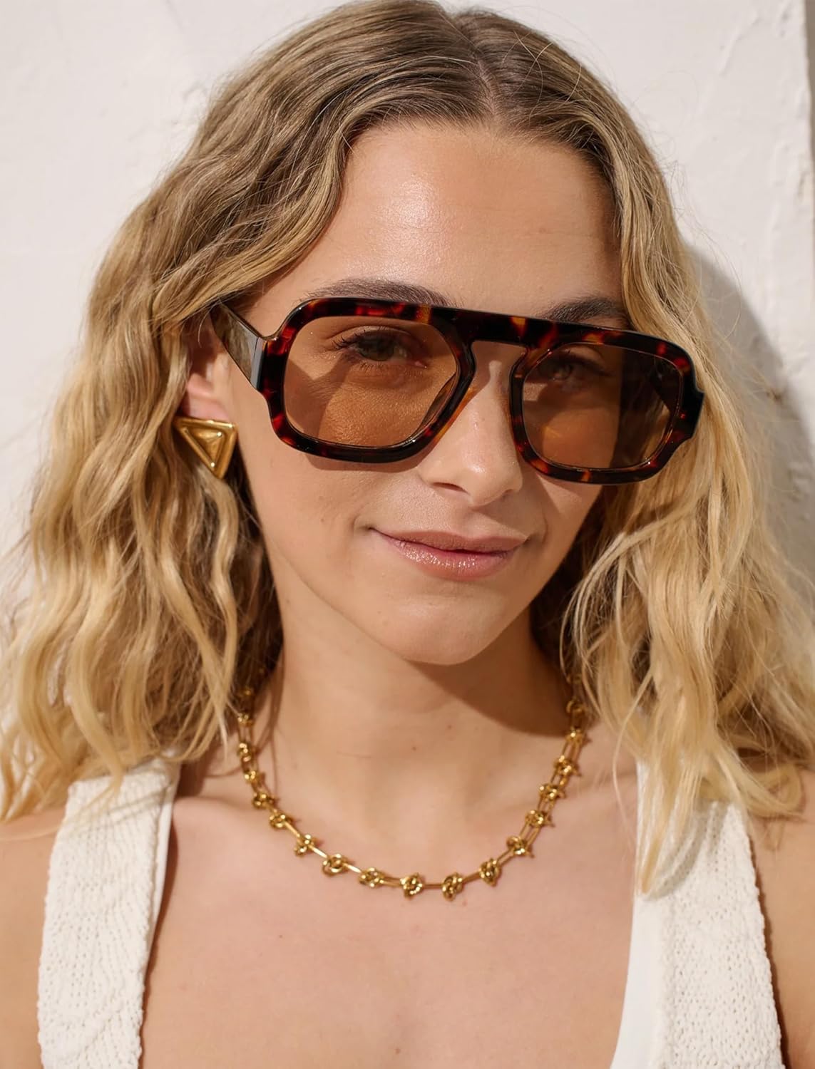 Retro Square Aviator Sunglasses for Women Men 70s Vintage style Shades Trendy Flat Top UV Protection Sun Glasses - Image 4