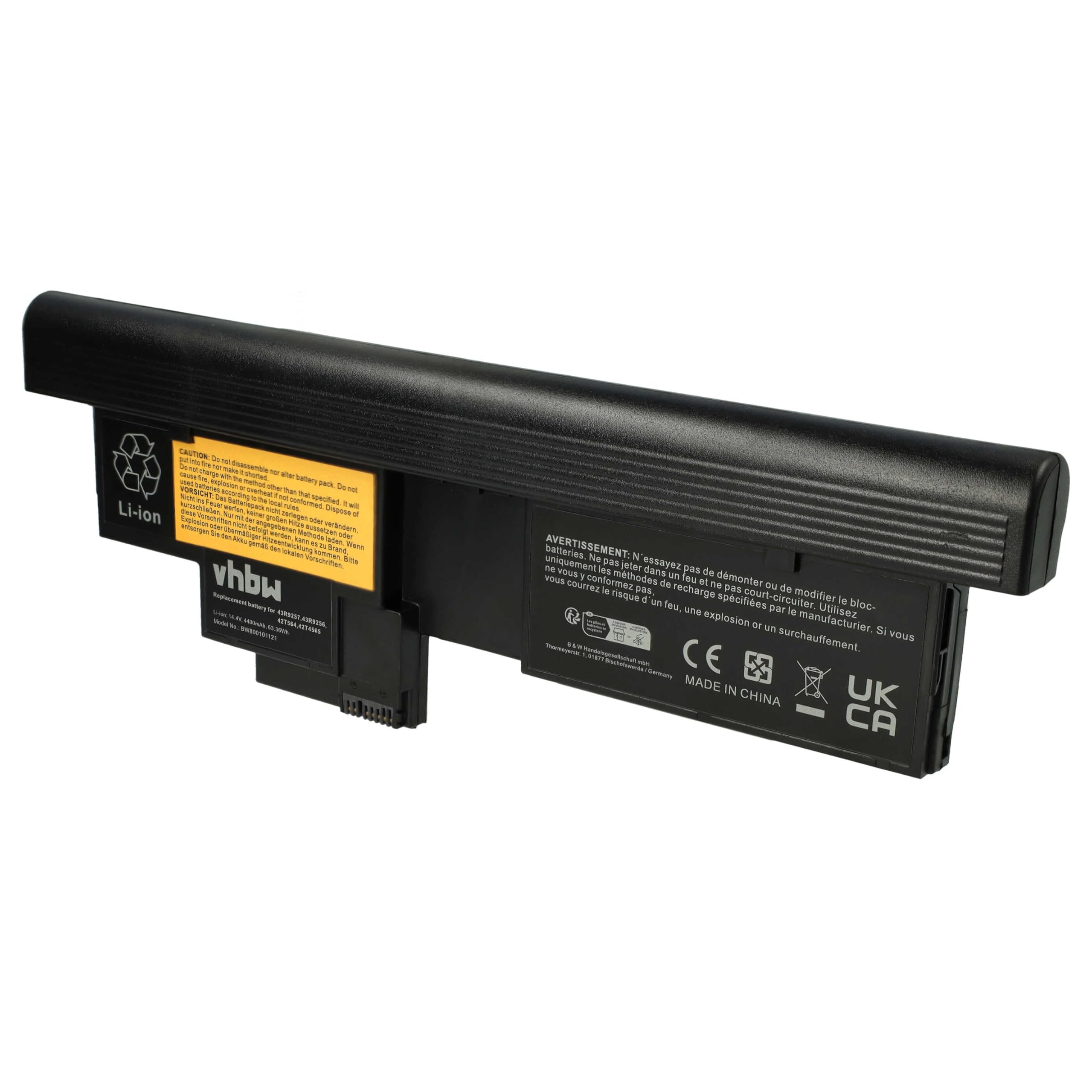 LI-ION CZARNA bateria (4400 mAh 14,4 V) nadaje się do IBM Lenovo Thinkpad X200 tablet PC, 201 zamiennik tabletu 43R9257, 43R9256, 42T4564, 42T4564