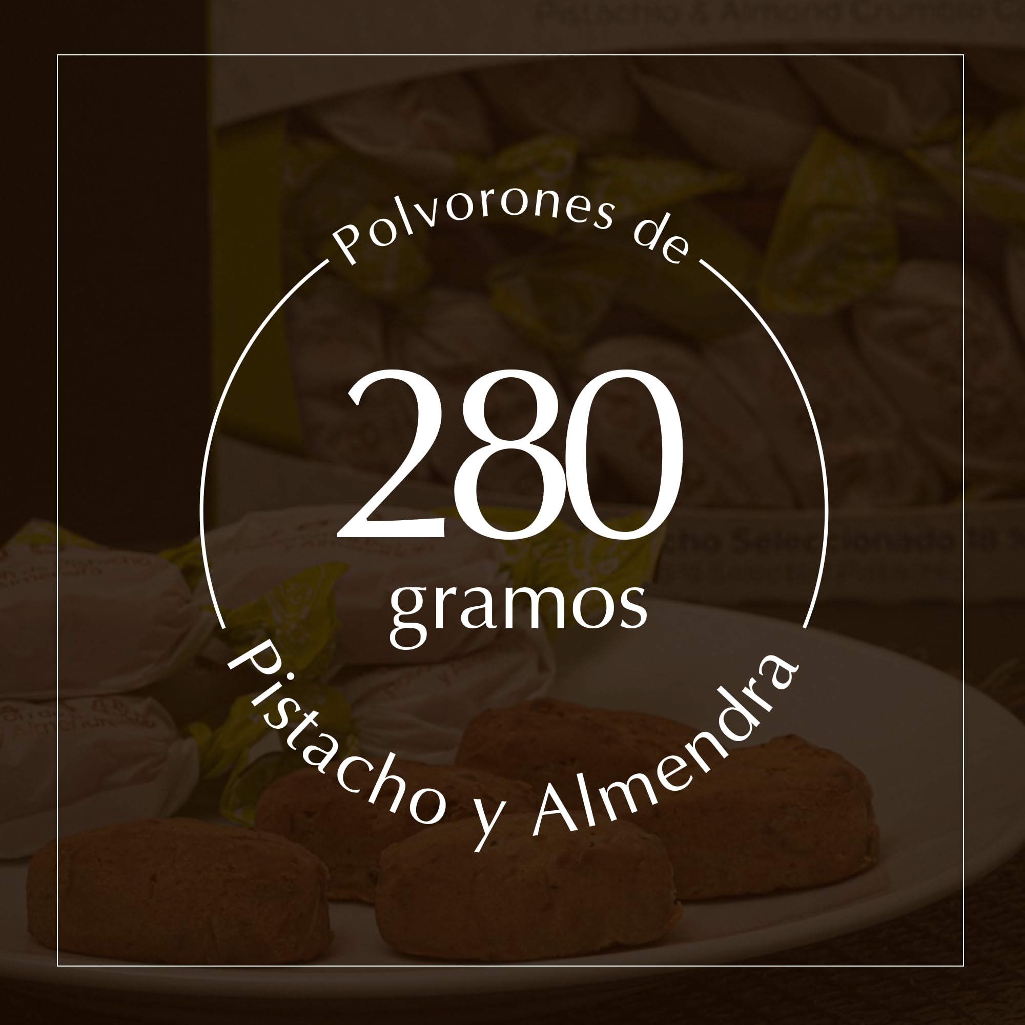 1880 - Polvorones de Pistacho y Almendra, Calidad Suprema, Típico Dulce Navideño, Receta Artesanal, Envase Individual, Polvorones Tradicionales, Elaborado con Almendras Seleccionadas, 280 Gramos