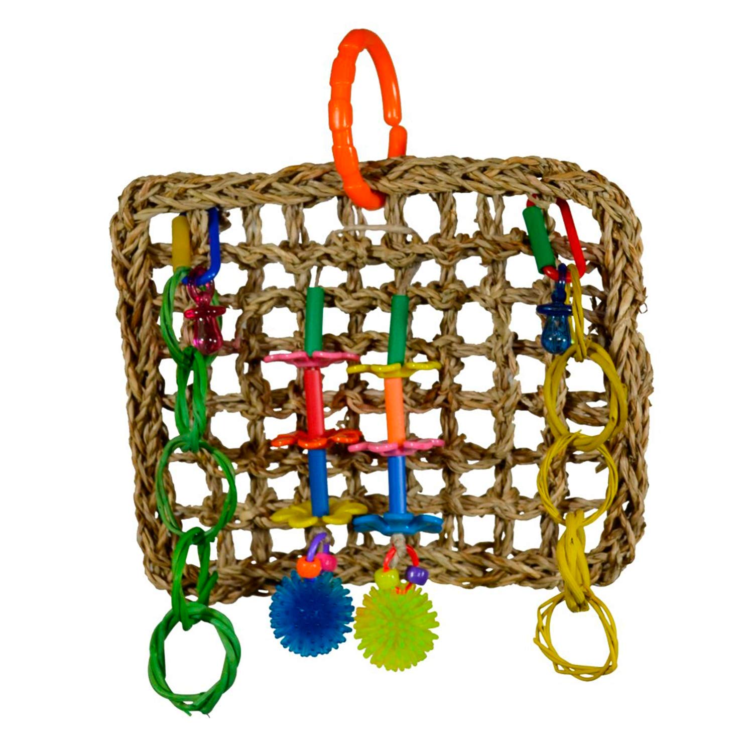 Super Bird CreationsSB741 Seagrass Mini Activity Wall Bird Toy, Medium Bird Size, 9” x 7” x 2”