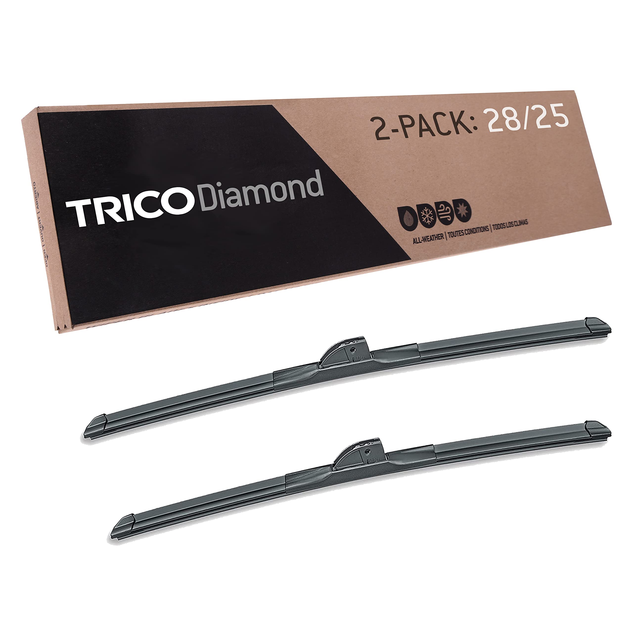 TRICO Diamond 28 Inch & 25 inch pack of 2 High Performance Automotive Replacement Windshield Wiper Blades For My Car (25-28251), Easy DIY Install & Superior Road Visibility