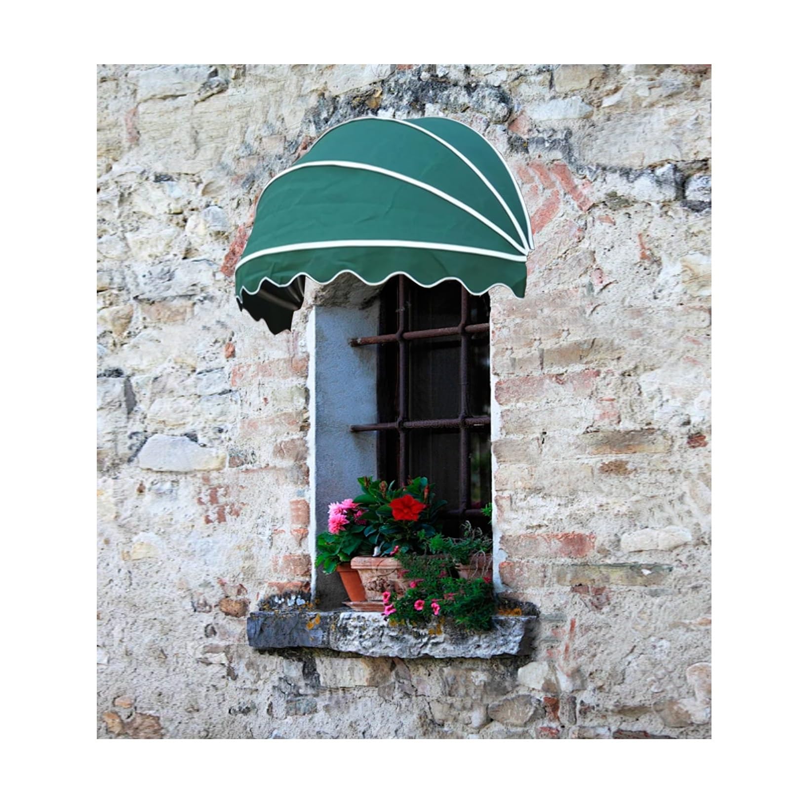 Toldo parasol para puerta y ventana con cúpula textil plegable manual