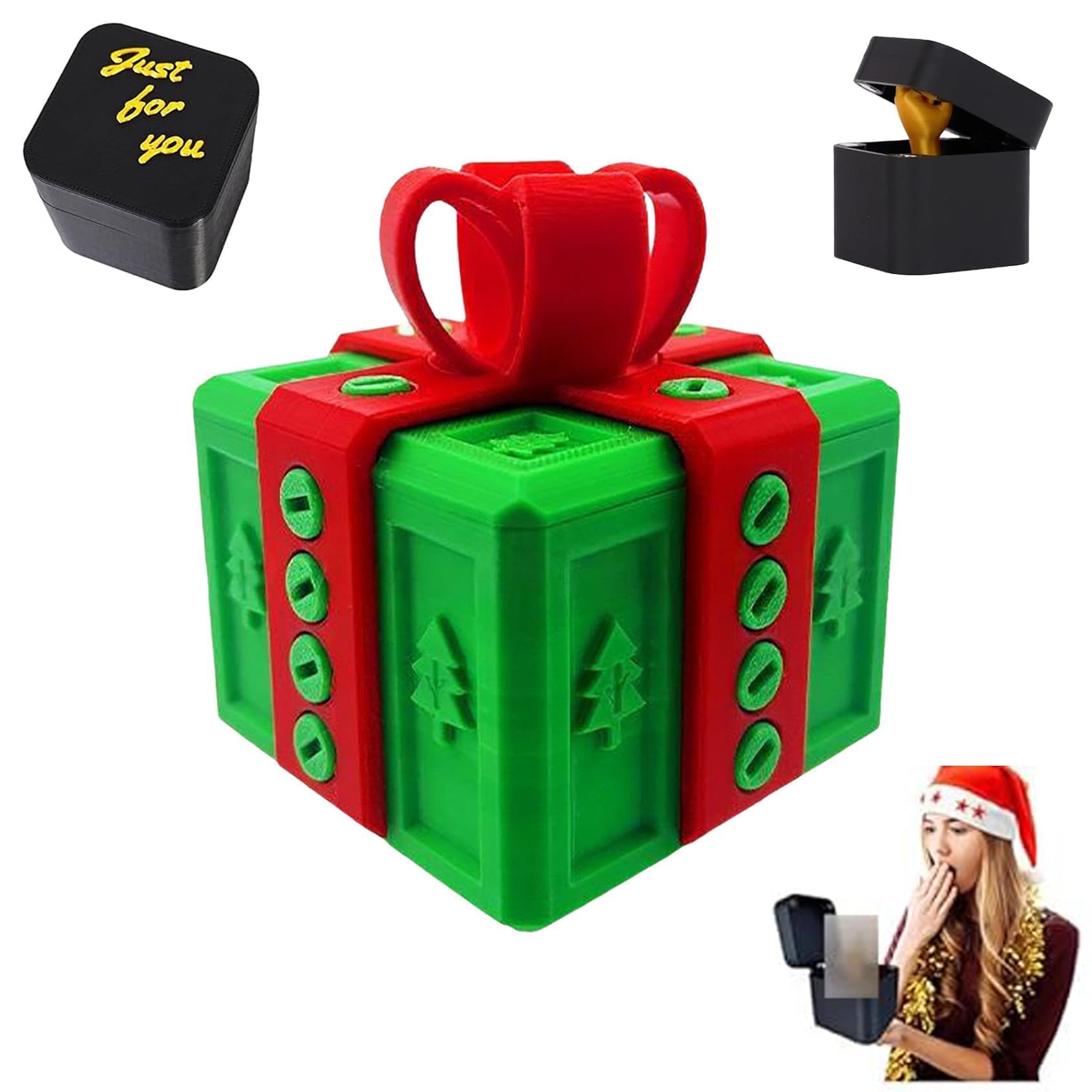 Christmas Finger Surprise Gift Box Christmas Prank Gift Box 2026 Annoying Funny 3D Printed Screw Gifts Boxes, Annoying Present Boxes with Finger, Interactive Tabletop Ornament with Gag