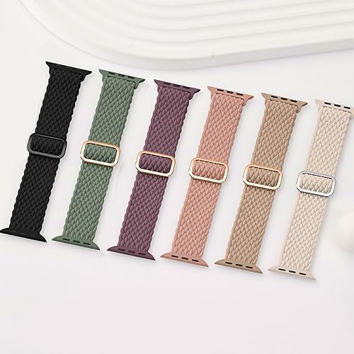 Miniatura 3 de Braided Solo Loop for Apple Watch Band 40mm 41mm 45mm 44mm iWatch Bands 38mm 42mm MenWomen,Stretchy Elastic Nylon Strap Wristband for Apple Watch