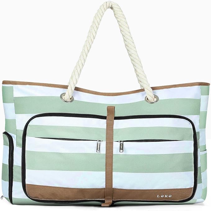 Beach Bag for Women - 35L Large Tote Bag, Waterproof & Sandproof, Zippered Carry On Bag for Pool, Beach & Travel
