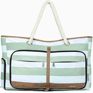 Beach Bag for Women - 35L Large Tote Bag, Waterproof & Sandproof, Zippered Carry On Bag for Pool, Beach & Travel