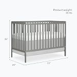Dream On Me Synergy 5-in-1 Convertible Crib in Cool Grey, Greenguard Gold Certified, BSA Certified, 3 Mattress Height Settings, Classic Nursery Furniture