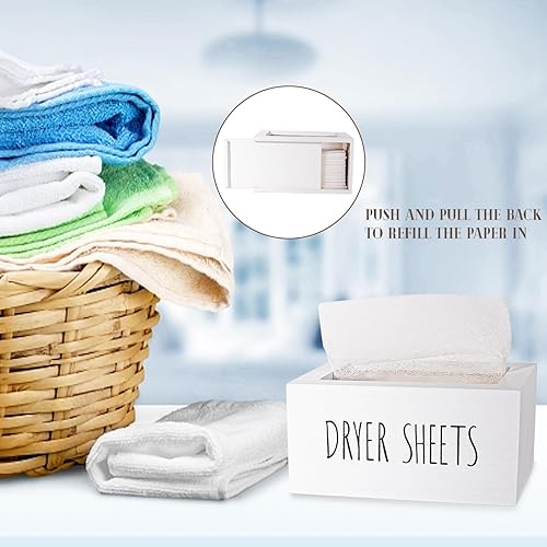 Miniatura 8 de zoocatia Contenedor de hojas para secadora, dispensador de detergente de madera, organizador y caja de almacenamiento para cápsulas de lavandería,