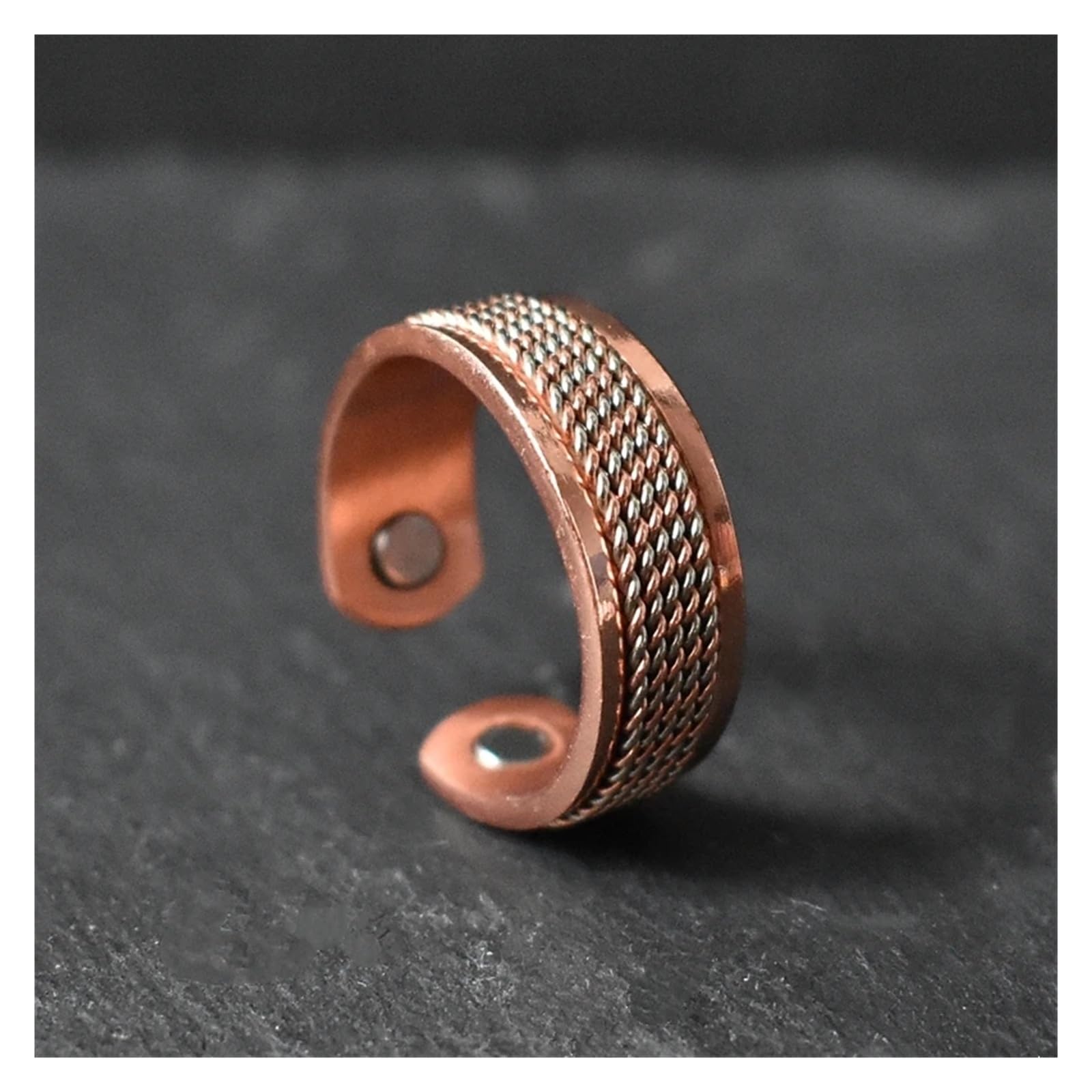 Anillo magnético ajustable, puño abierto de cobre puro for el dolor de artritis, potente joyería terapéutica for mujeres y hombres