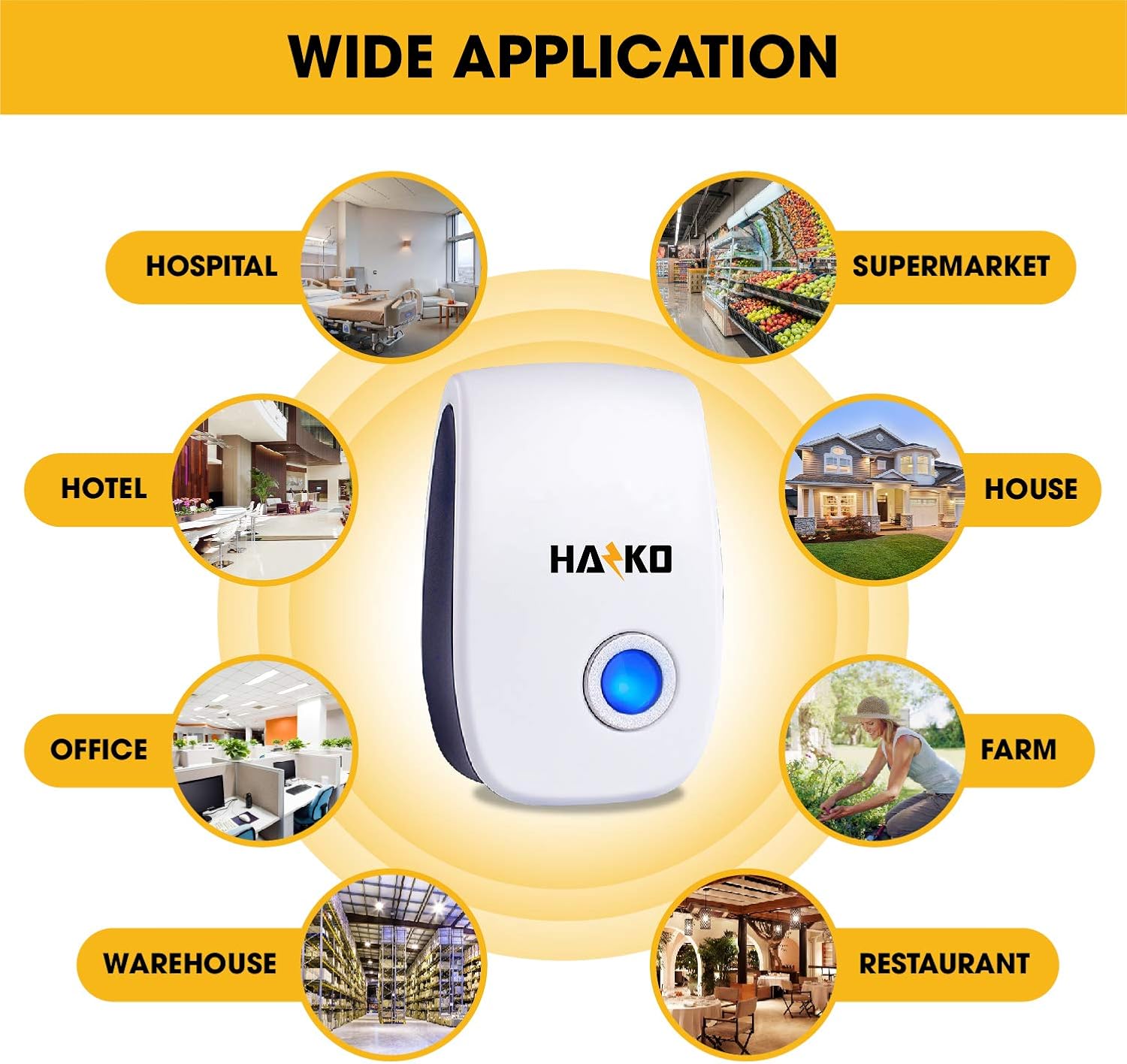 HAZKO Ultrasonic Pest Repeller - Effective Mouse Repellent - Effective Mice Repellent Plug in - 6 Packs Insect Repellent for Rodents and Insects : Patio, Lawn & Garden