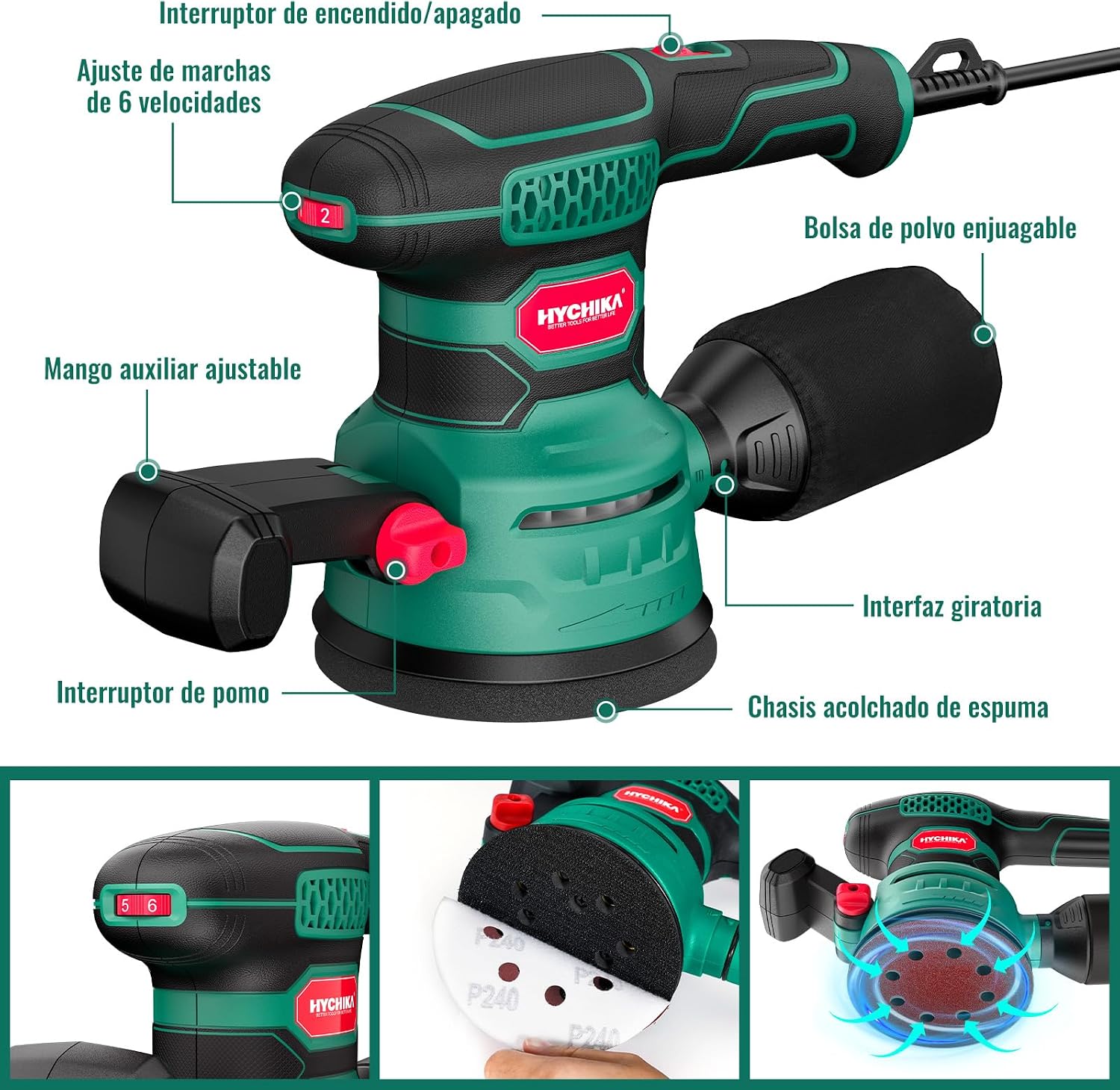 Diagram of HYCHIKA Orbital Sander TX106 with labeled parts