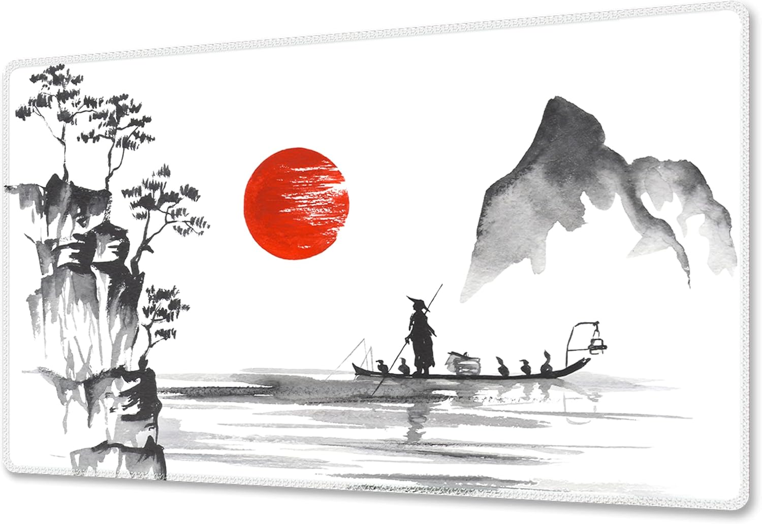 Large Mouse Pad Thick Water Resistance Desk Mat with Non-Slip Rubber Pad for Home Office & Gaming (23.6 x 13.7 Inch, Japanese Arts)