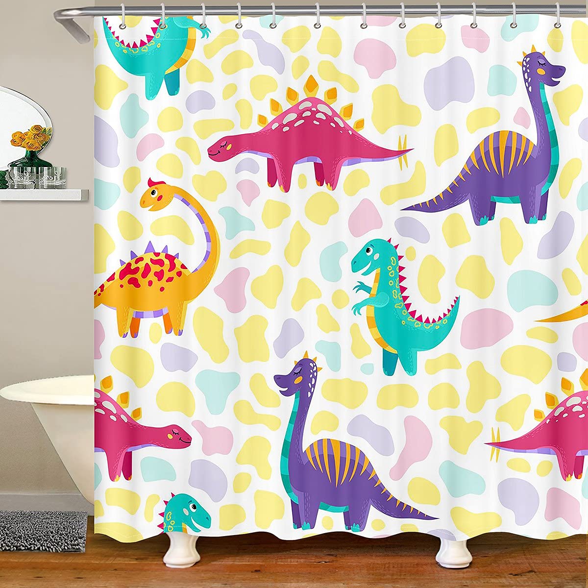 Homemissing Dinosaur Shower Curtain Dino Bath Curtain for Kids Adult Jungle Animals Waterproof Bathroom Curtains Fabric Shower Curtains Stalls Wildlife Style 59x71 Inch