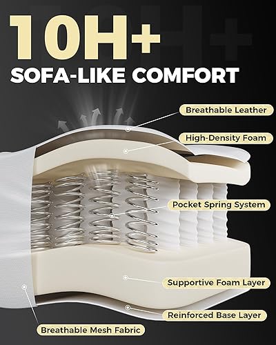 Miniatura 5 de GTPLAYER Silla de juegos grande y alta con reposapiés, silla de escritorio ergonómica de oficina con cojín de 4.4 pulgadas de grosor y asiento ancho