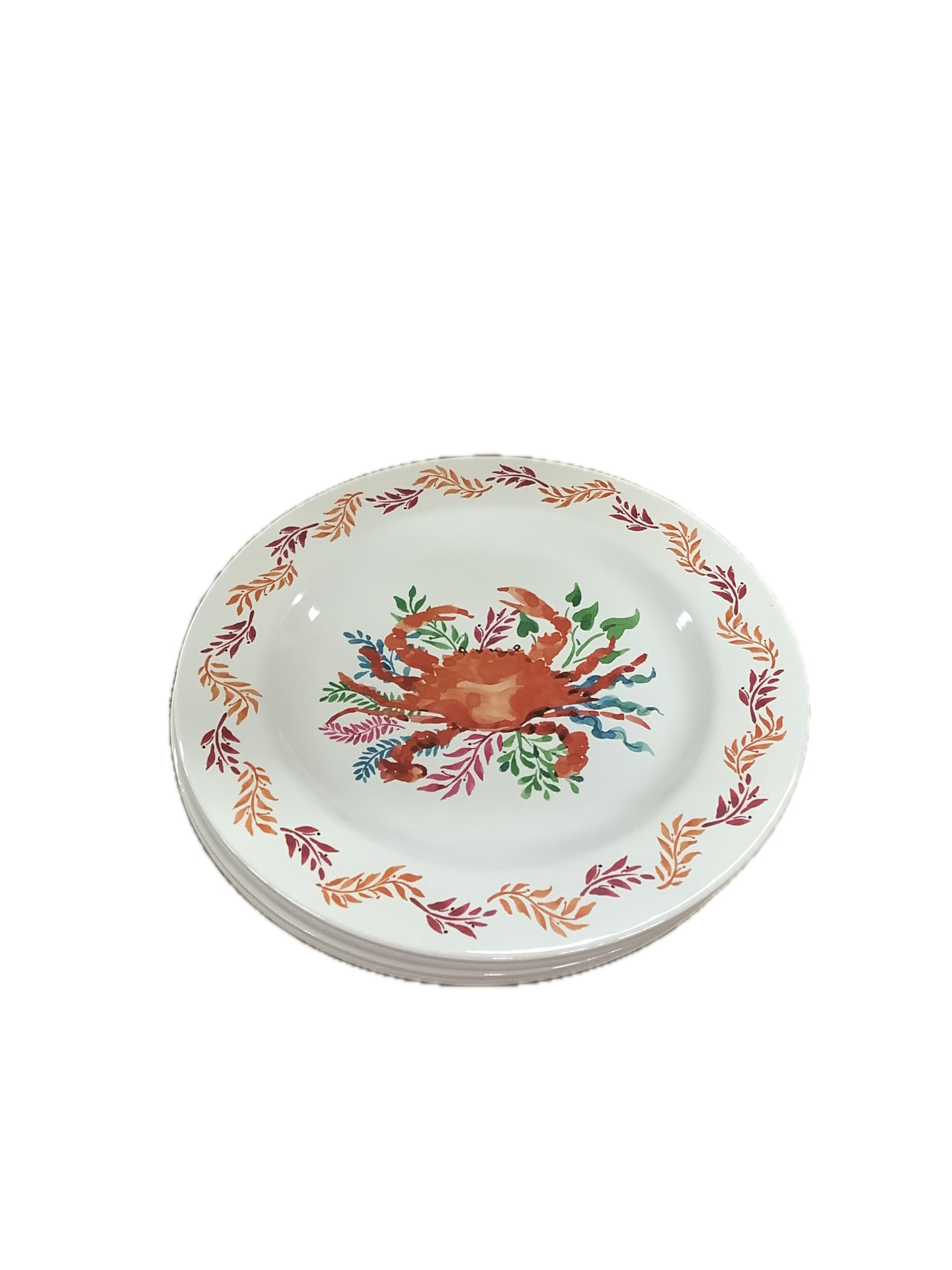 Amazon.com | Sigrid Olsen Set of 4 Melamine Dinner Plates, Crab