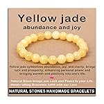 AD Beads Handmade Gemstone Stretch Elastic Bracelet Crystal Healing Reiki Nature\'s Beauty and Spiritual Essence Unisex (8mm, Yellow Jade (abundance and joy))