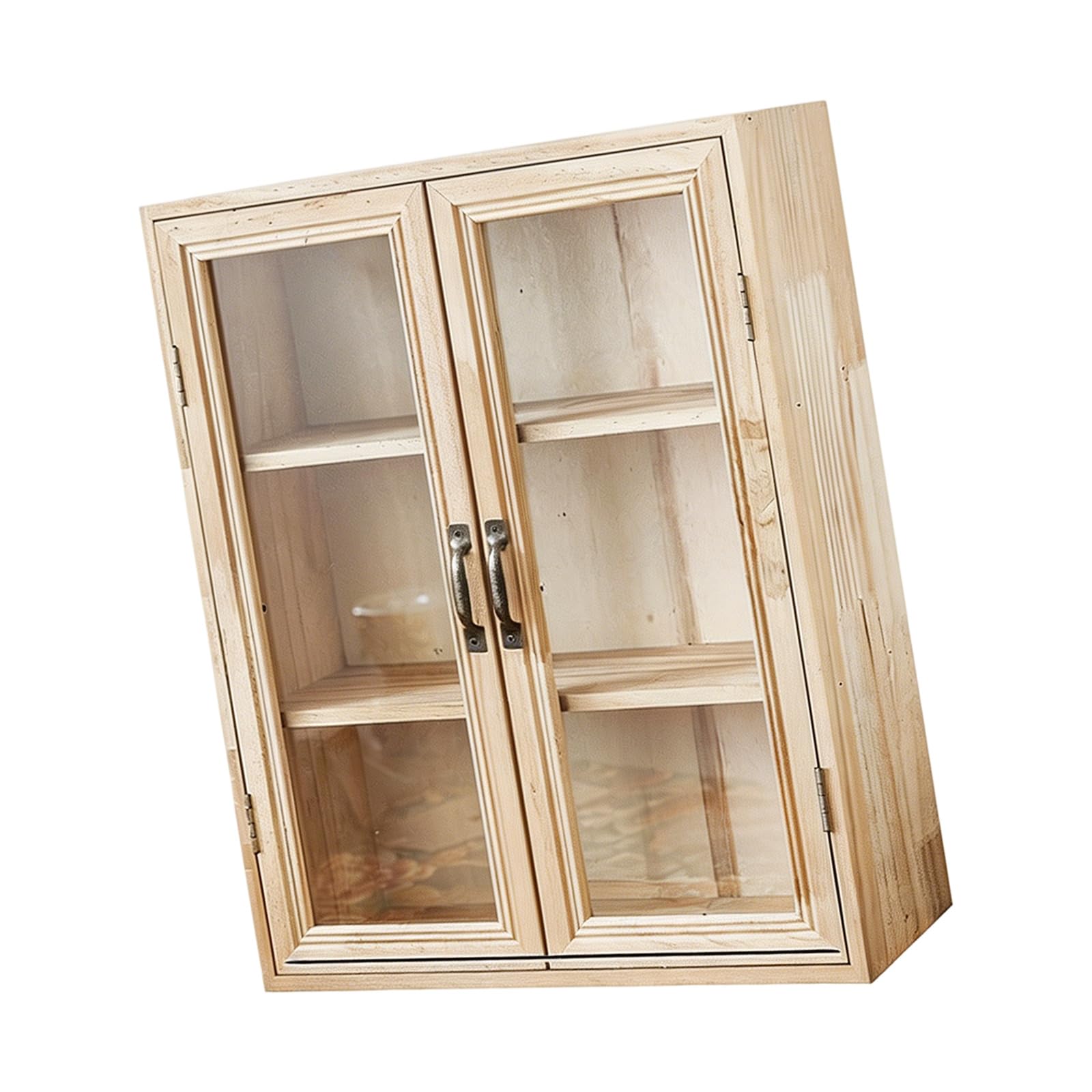 Zxfdsfdbnm Wood Texture Desktop Cabinet with Clear Doors, Compact Countertop Organizer for Makeup, Stationery and Kitchen Items Counter Shelf