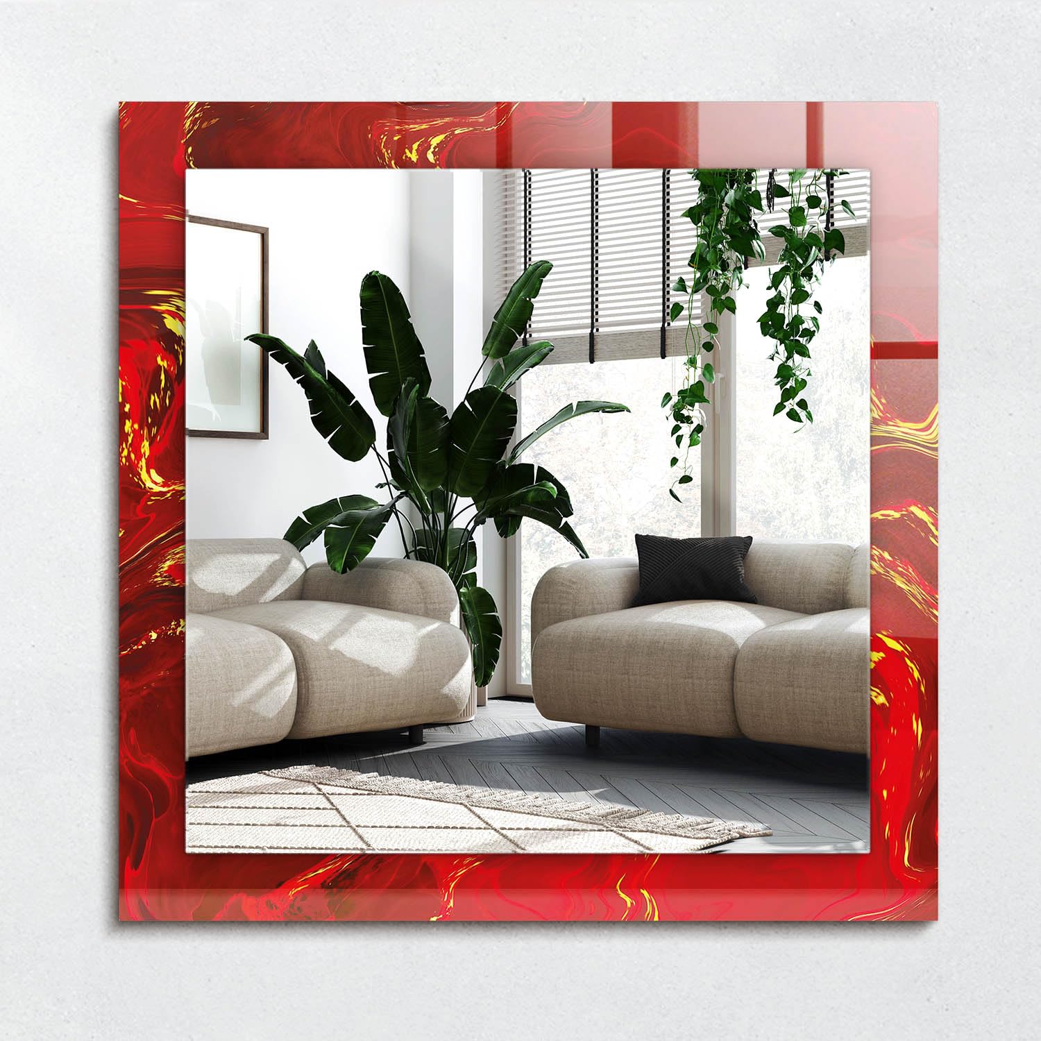 Miroir imprimé salle de bain 60x60 cm anti-humidité et design moderne