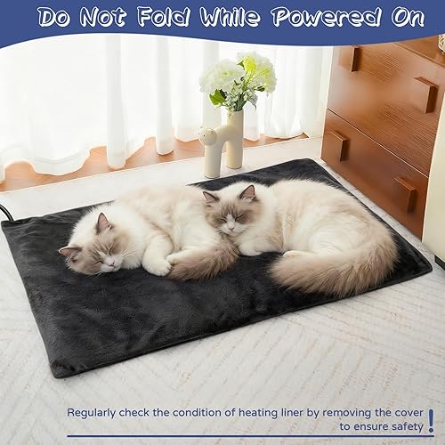 Miniatura 7 de Almohadilla térmica grande para perros de 18 x 27 pulgadas, temperatura ajustable de 9 niveles y temporizador de 4 niveles, cama térmica impermeable