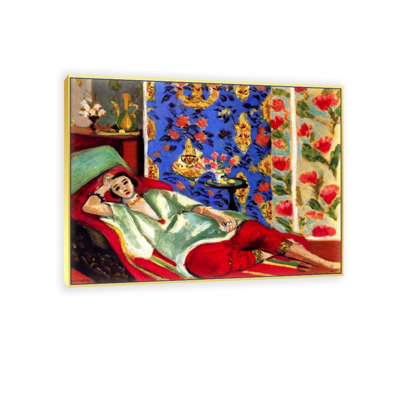 JZSDGB Dekoracji Obraz Płótno-Henri Matisse-'Odalisca z czerwonymi spodniami-Reprodukcje farb na Płótno-Słynny Płótno Wall Art Plakaty i nadruki 90x115cm(35x45in) złota ramka