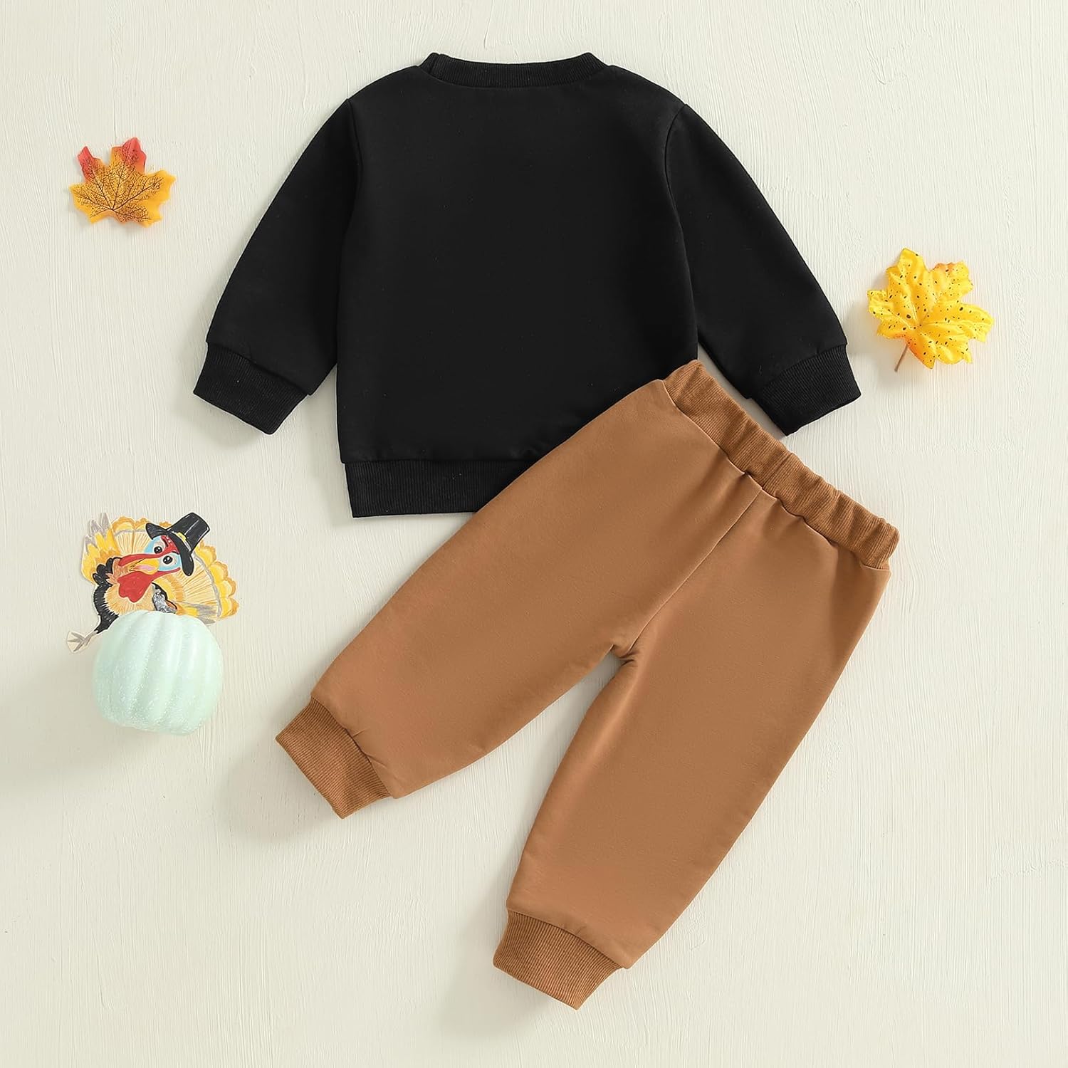 Toddler Baby Boy Thanksgiving Outfit Turkey Letters Embroidery Crewneck Sweatshirt and Jogger Pants 2Pcs Clothes Set - Image 7