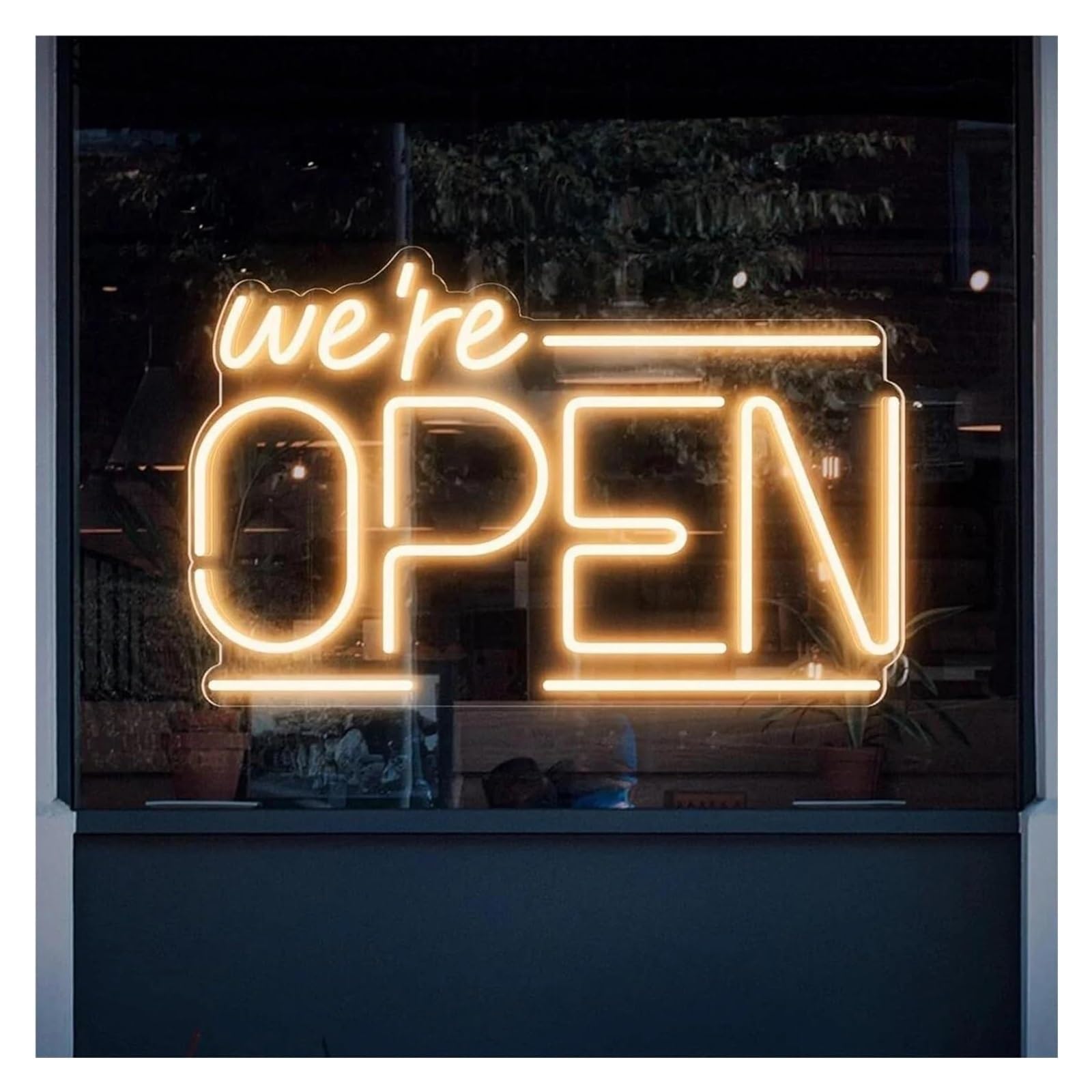 Arte sospesa per insegne al per neon "Siamo aperti" per USB dimmerabile Business 40cmx25cm(Warm White)
