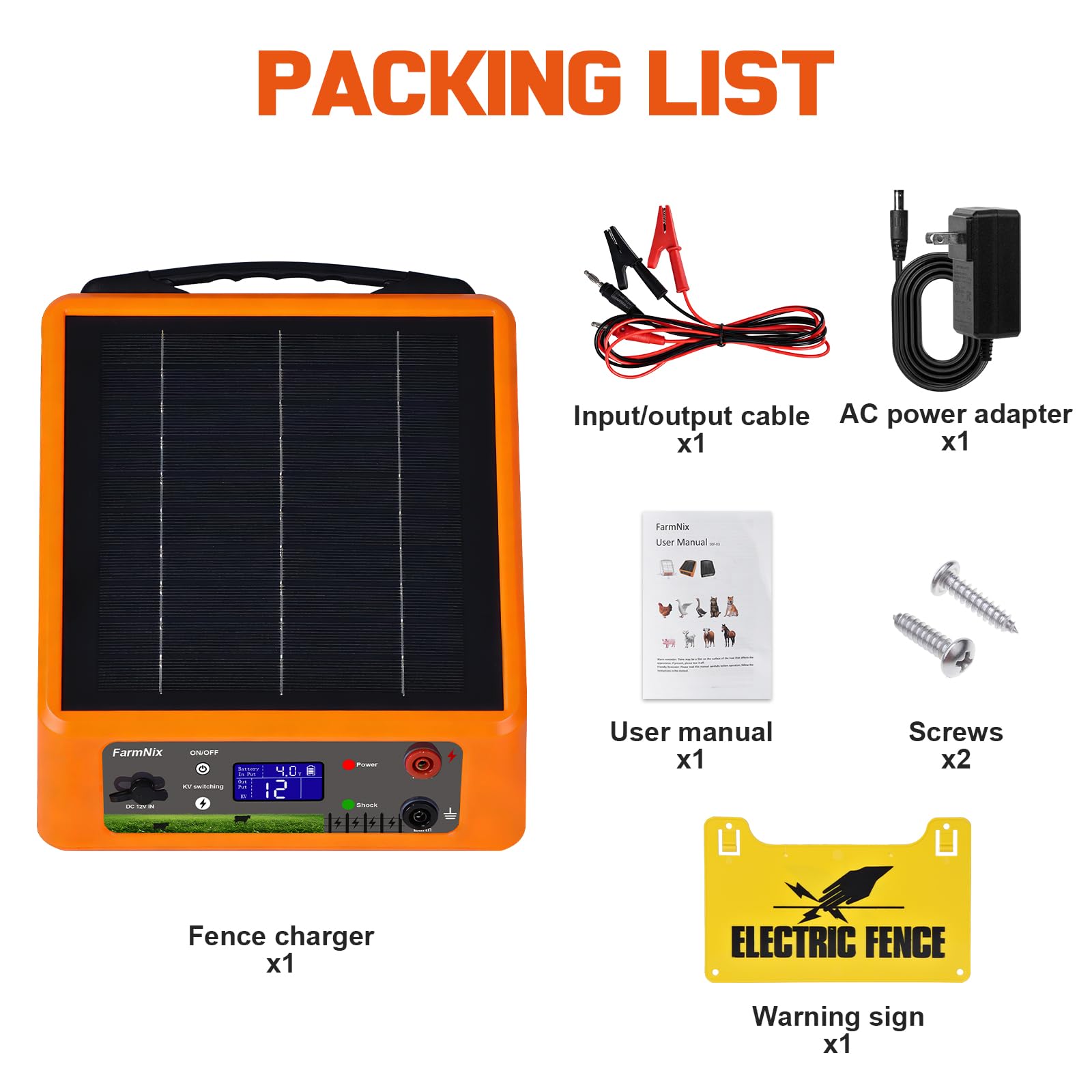 Elettrificatore Recinto Elettrico Solare 32KM, Uscita 6-12KV