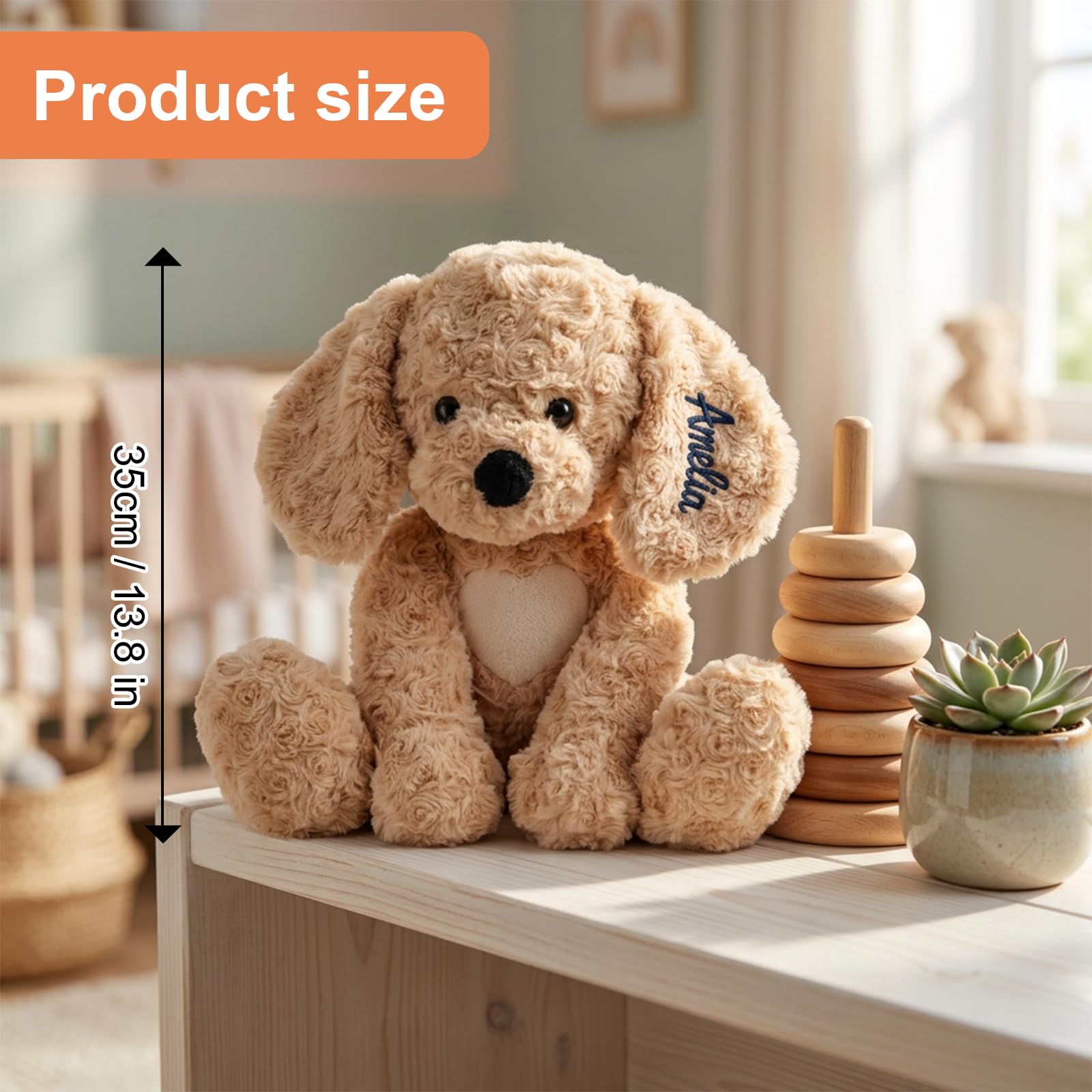 DUCKBE Custom Dog Stuffed Animal with Embroidered Name, Birthday Children’s Day Gifts for Baby Toddler, Personalized 14 Inch Golden Retriever Dog Plush Large Stuffed Animal Gifts for Boys Girls - 3