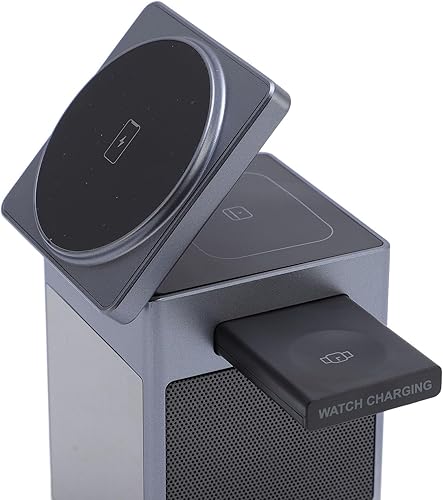 Miniatura 9 de Estación de carga magnética 3 en 1, estación de carga inalámbrica, soporte de cargador inalámbrico con reloj despertador y función de sonido de luz