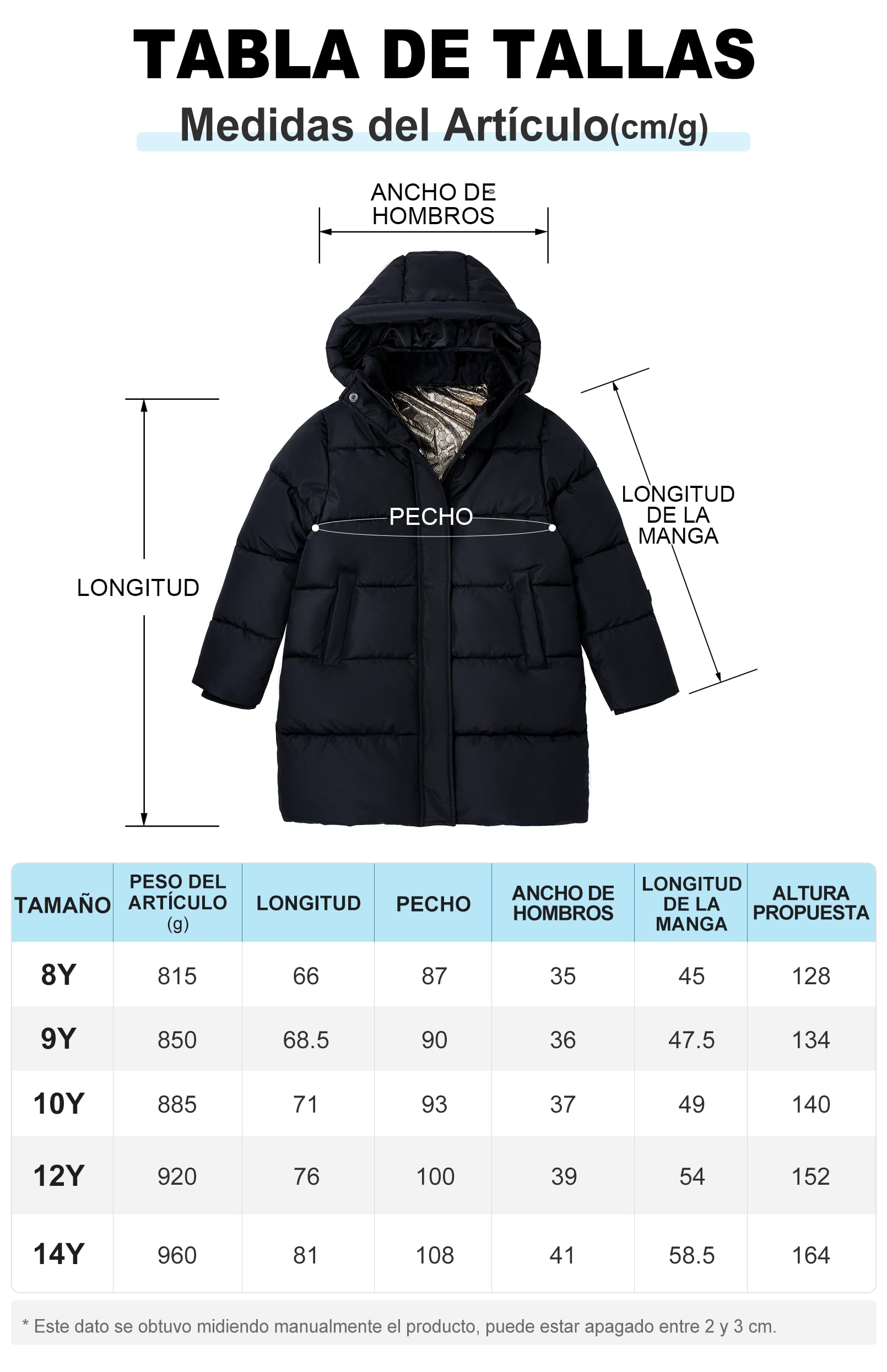 SOLOCOTE Abrigos de Invierno para Niños Plumífero Grueso Alargado Resistente al Agua con Chaqueta con Capucha para Niños