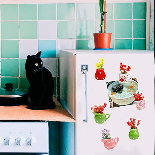 Miniatura 6 de 6 imanes de nevera de flores bonitas, imanes de plantas vívidas, mini decoraciones estéticas de casillero para refrigerador, cocina, dormitorio,