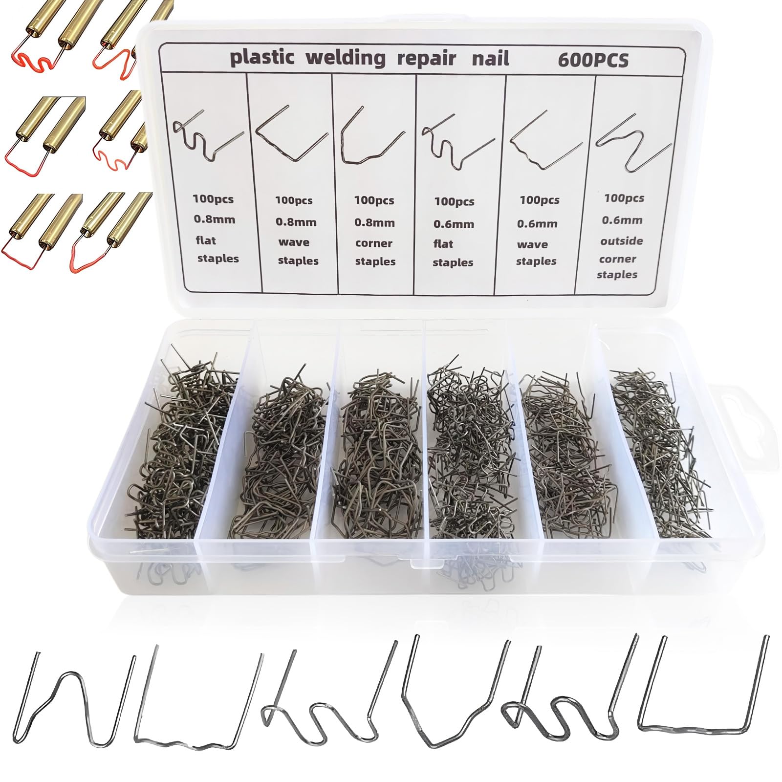 Silver Gloryit Plastic Welding Hot Staples, 600 Pieces Staples Welding, Welding Hot Staples, Hot Staples Welder Staple, Welding Repair Machine, For Hot Clips, Bumper