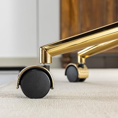 Miniatura 8 de HomVent Bonita silla de oficina peluda, moderna silla de escritorio de piel sintética negra, silla de escritorio de maquillaje de piel sintética con