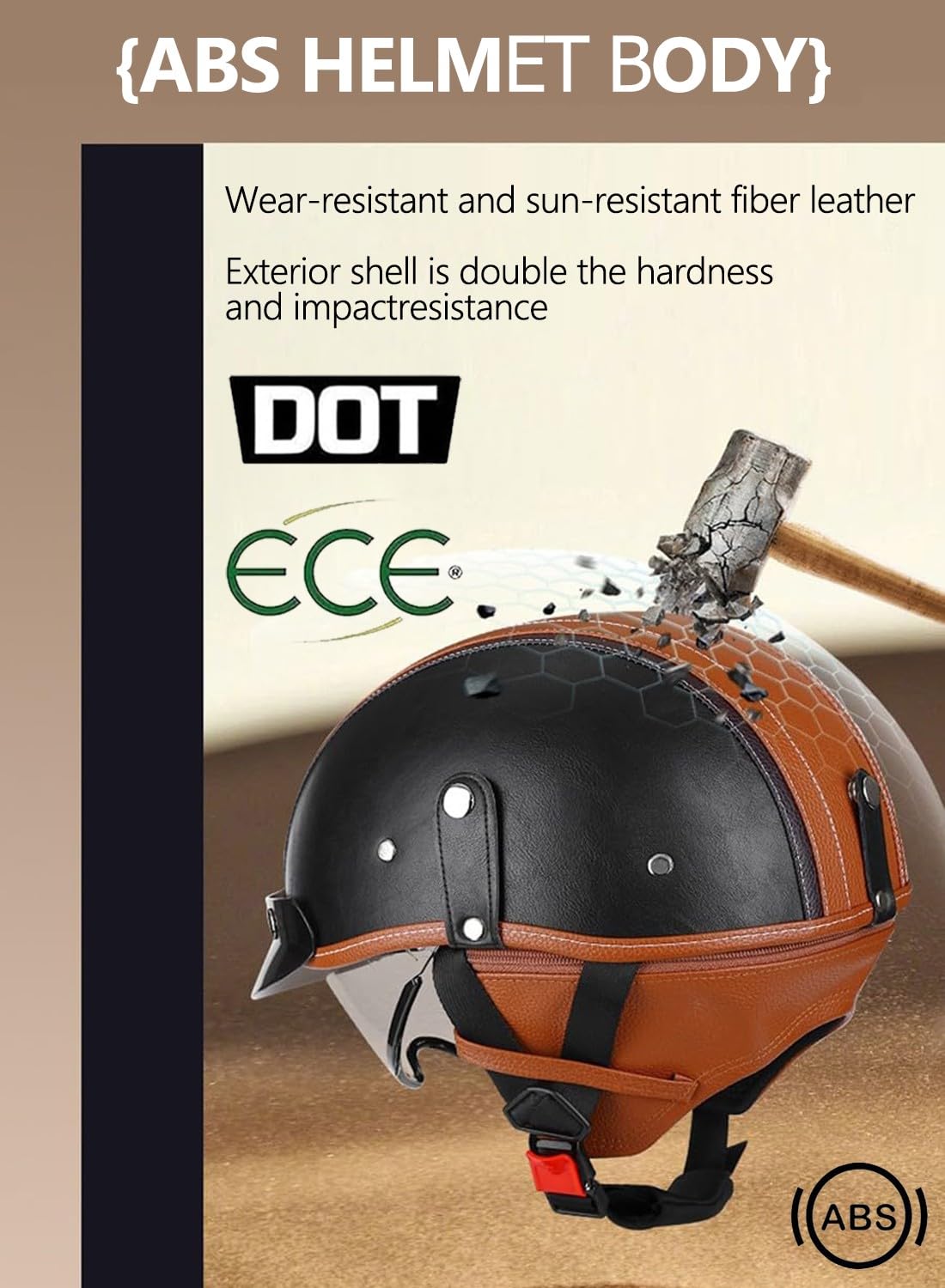 Demi Casque Moto Casque Bol Casque Moto Jet Vintage Casque Ouverte avec Visière Casque Cyclomoteur Casque Scooter Homologué ECEDOT Casque Demi Casque de Moto Unisexe