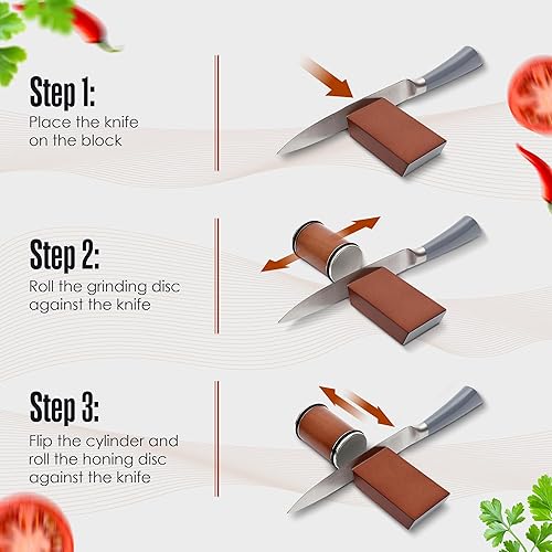 Miniatura 6 de Houseables Afilador de cuchillos magnético, kit de afilador de cuchillos rodantes, rodillo en ángulo de 15 grados y 20 grados, sistema de rueda