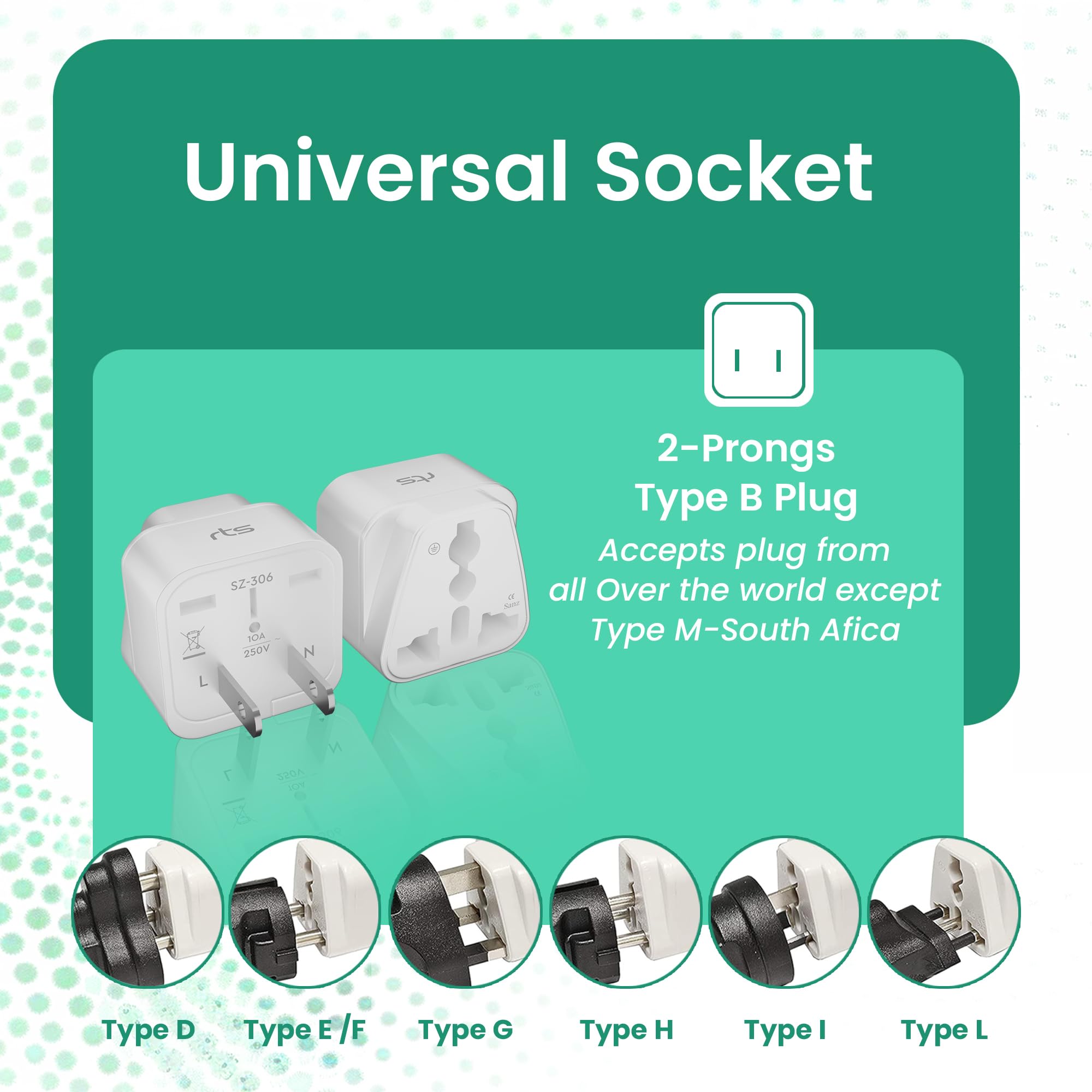 rts India US Converter Plug, India to USA, Canada & More - Type B Universal Travel Adapter Plug Compatible India to Canada, US, Japan, Australia, Jamaica, Mexico, Thailand, China (White) (2 Pin) — Amazon image 6