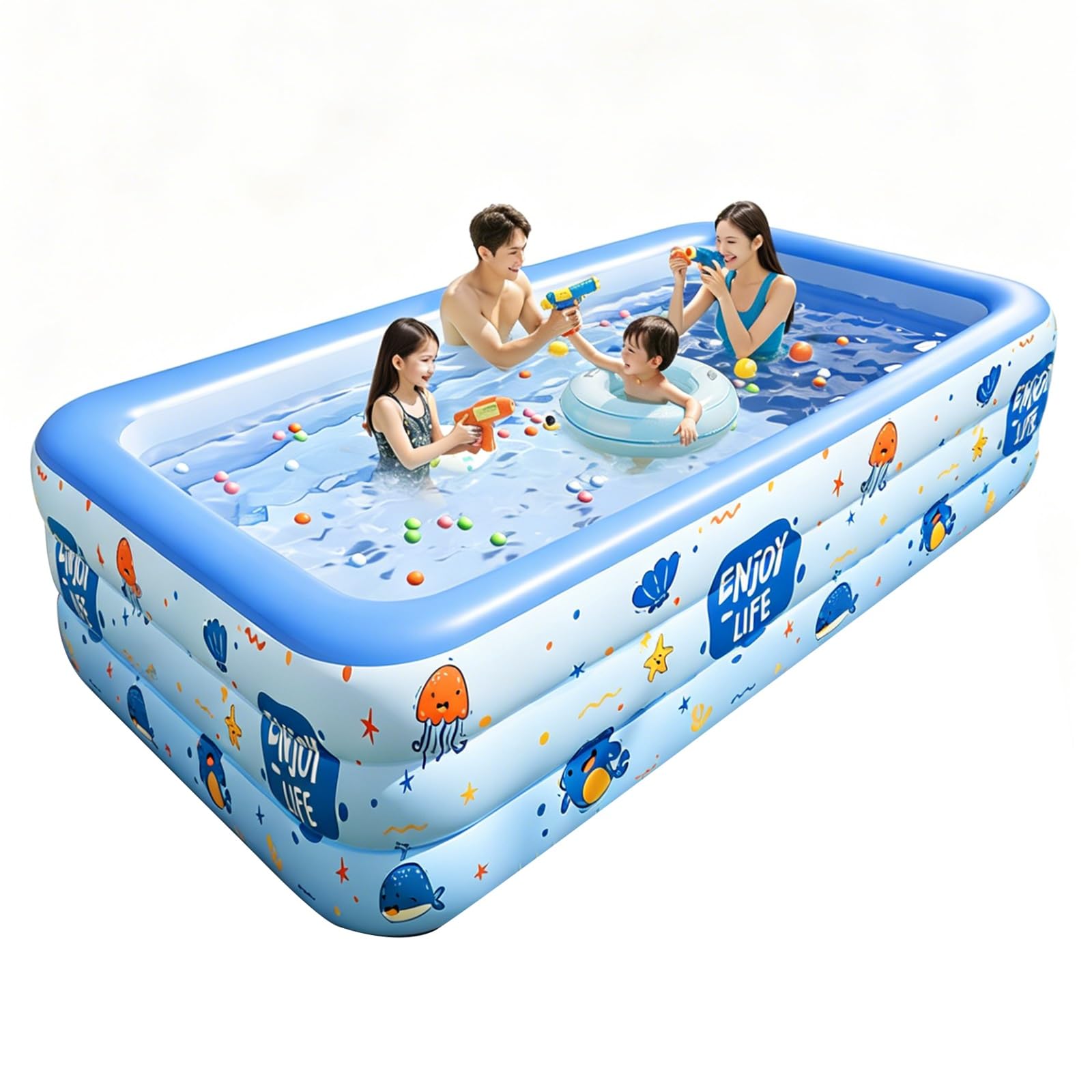 Piscina Hinchable Piscina Hinchable De 150-460 Cm para Uso Doméstico Piscina Infantil Grande Y Portátil para Exteriores, De Material Grueso, Ideal para Fiestas Acuáticas De Verano En El