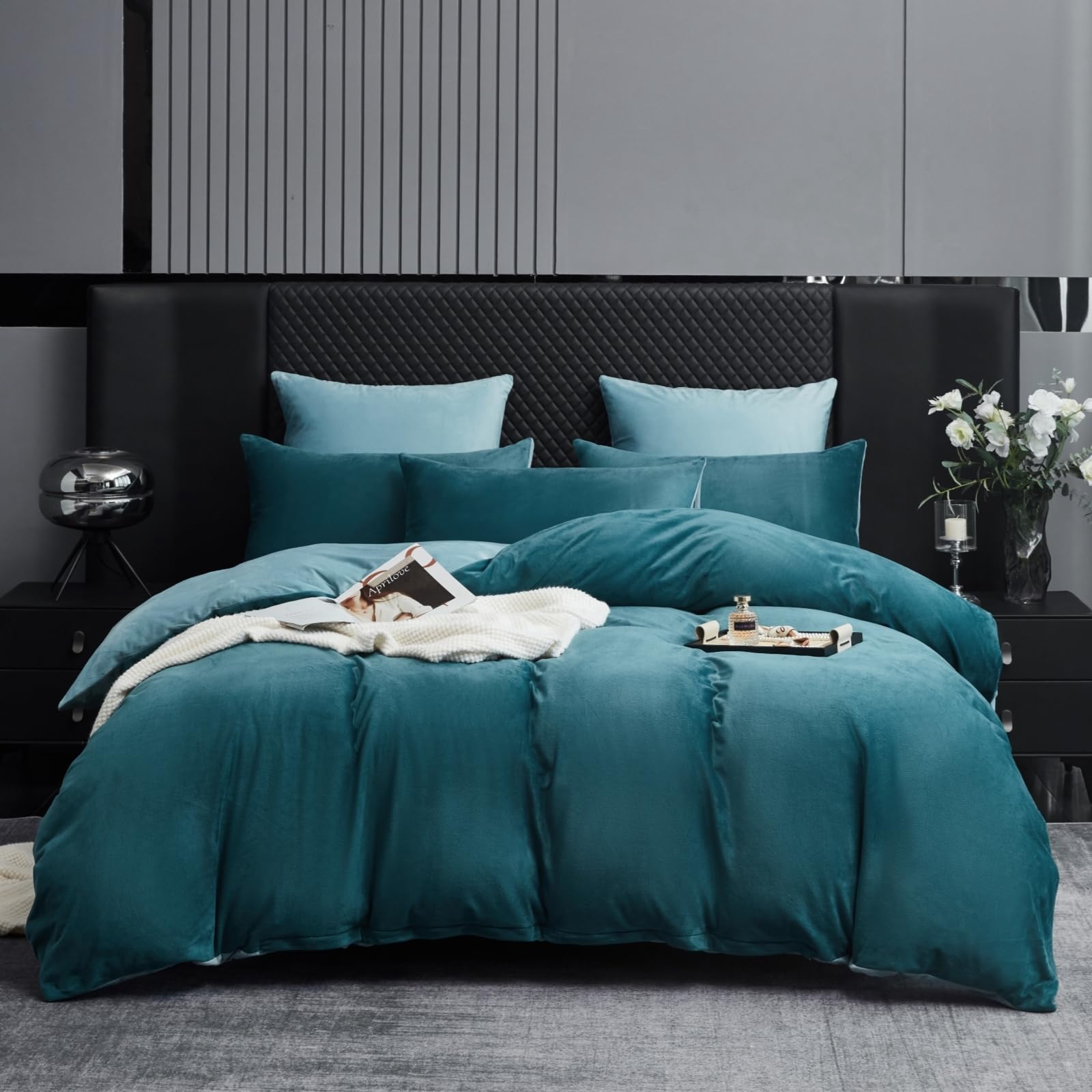 Parure de lit d'hiver Gezu contre le froid housse velours 135x200 cm
