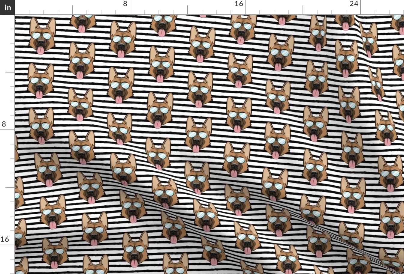 Spoonflower Fabric - German Shepherd Black Stripes Glasses Little Arrow Dogs Cute Trendy Printed on Minky Fabric by The Yard - Sewing Baby Blankets Quilt Backing Plush