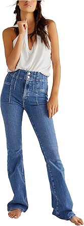 Free People We The Free Jayde Flare Jeans for Women - Skinny Ft with Dramatic Flare, Chic and Festive Jeans