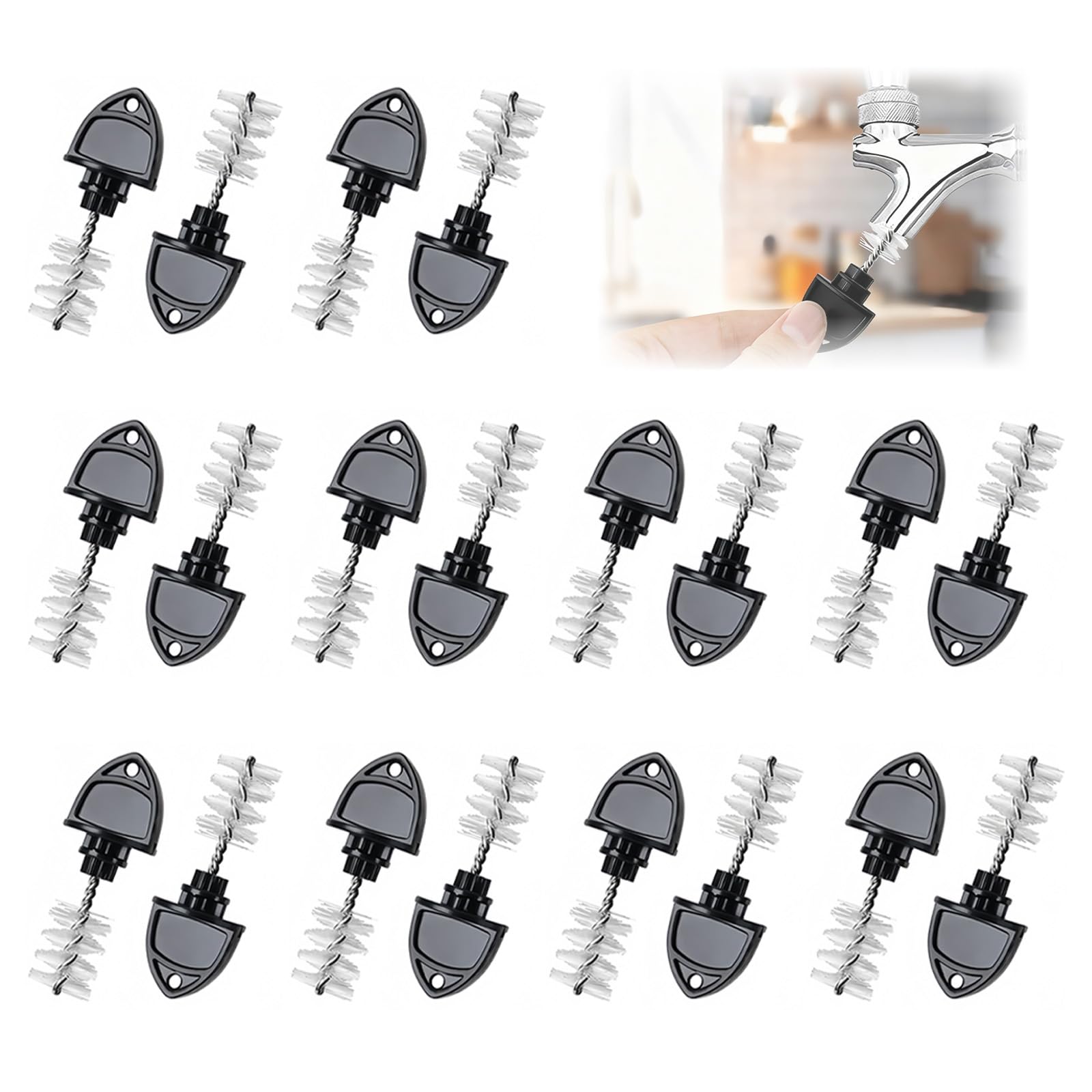 Ztolbriy Black ® Beer Line Cleaner 20Pcs Nylon Draft Beer Faucet Cleaning Brushes Tap Brush Plugs For Stout Brew Accessories Dustproof Fit Snugly Into Restaurant Home Party Bar