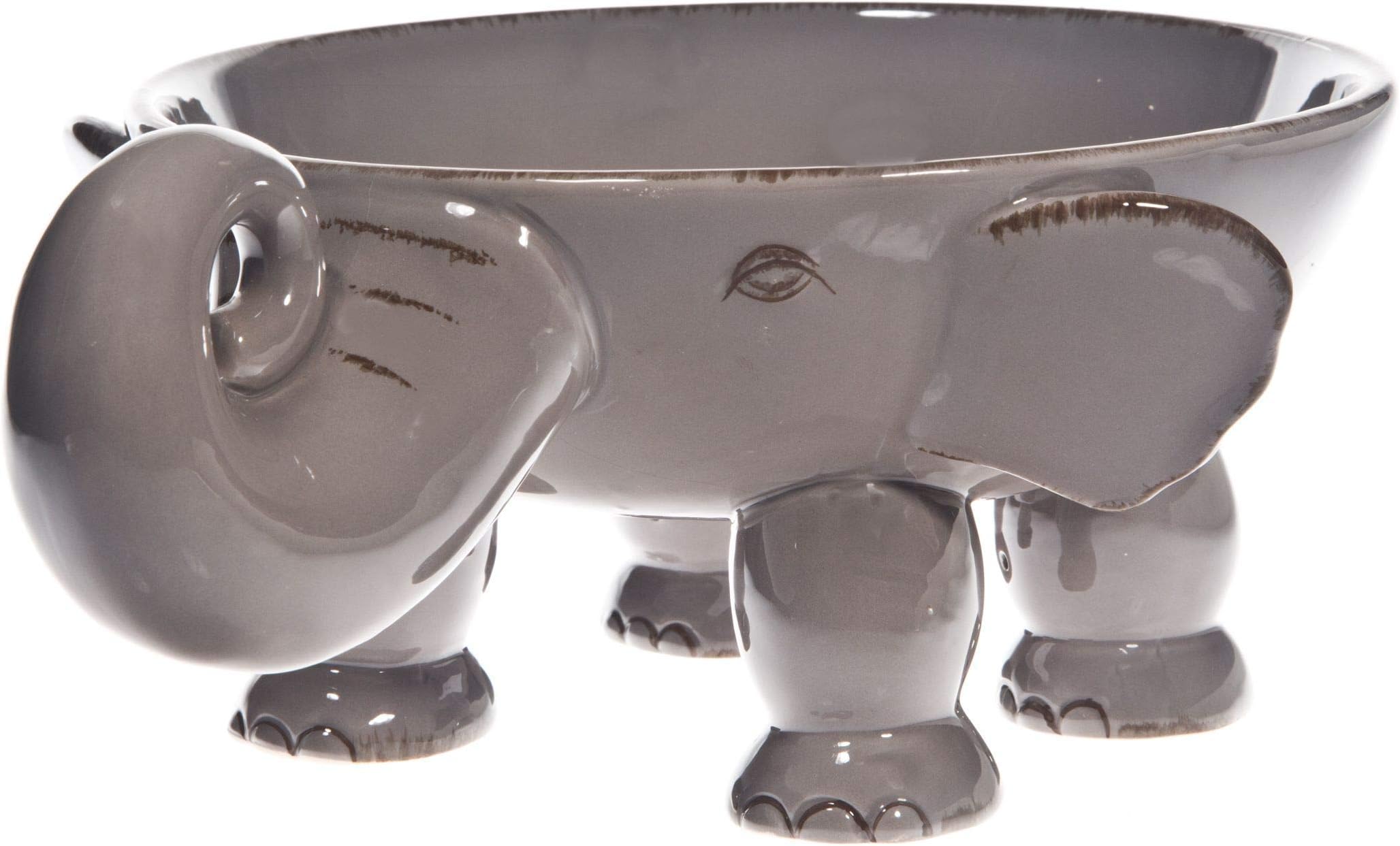Home Essentials 77517 Elephant Bowl with Feet, 10-inch Depth, Grey